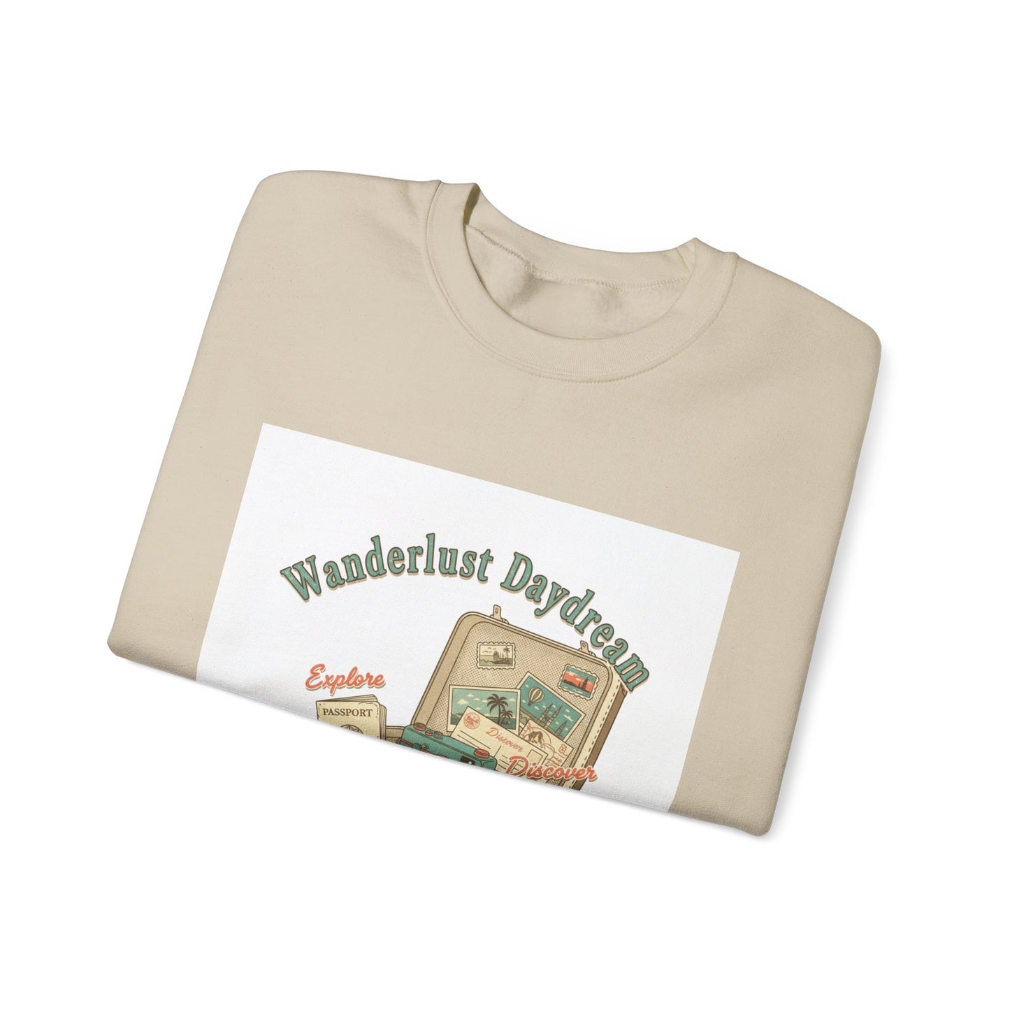 Wanderlust Daydreams suitcase illustration Sweatshirt | retro travel stamp, postcard vintage