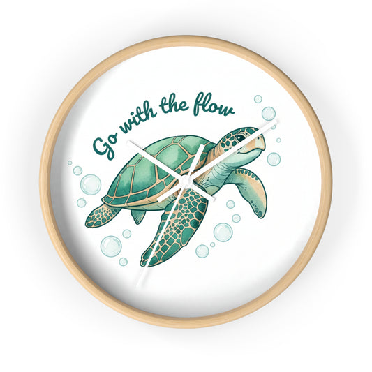 Sea Turtle Wall Clock — "Go With the Flow" Nautical Decor