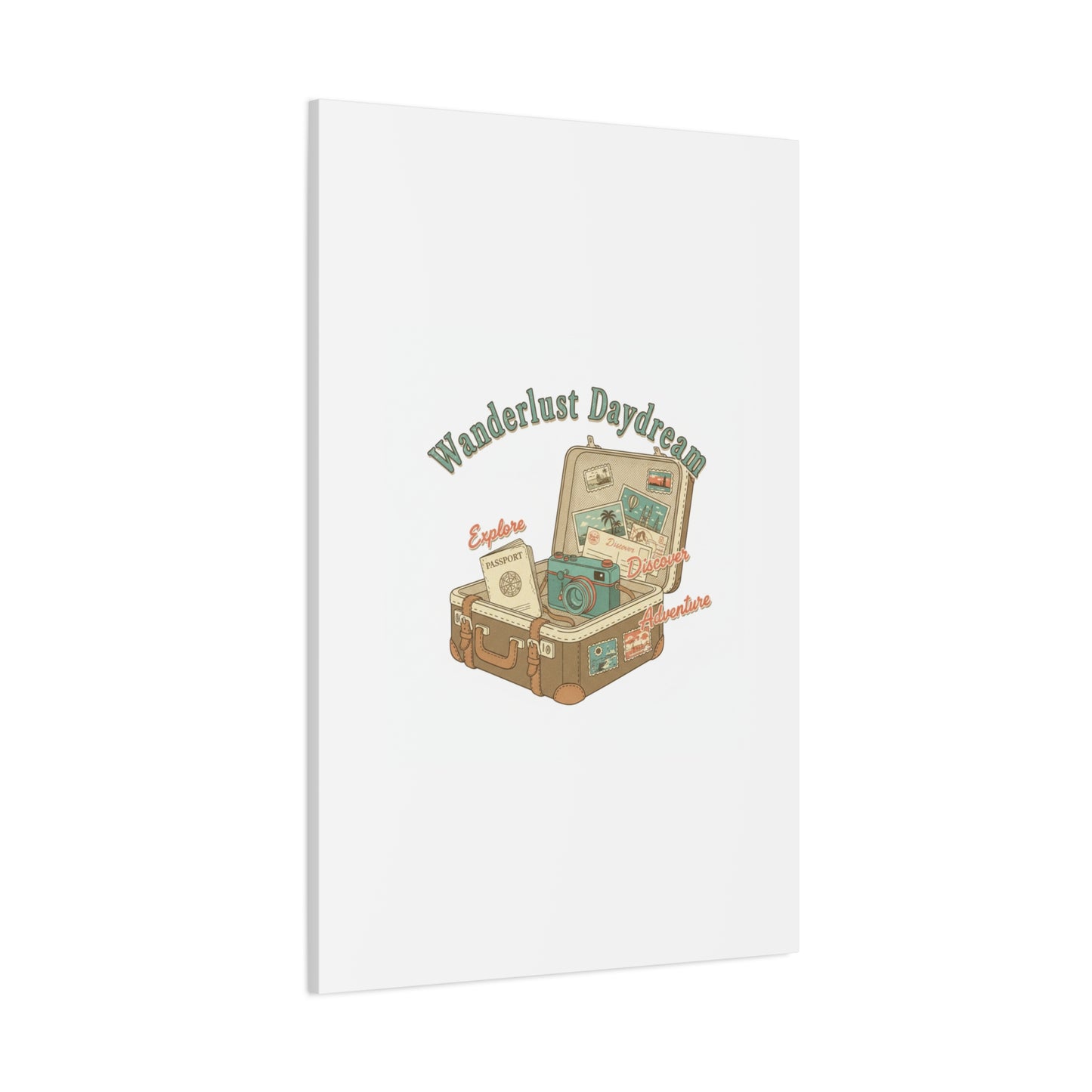 Wanderlust Daydream Travel Postcard Canvas | Retro Travel Stamp Decor