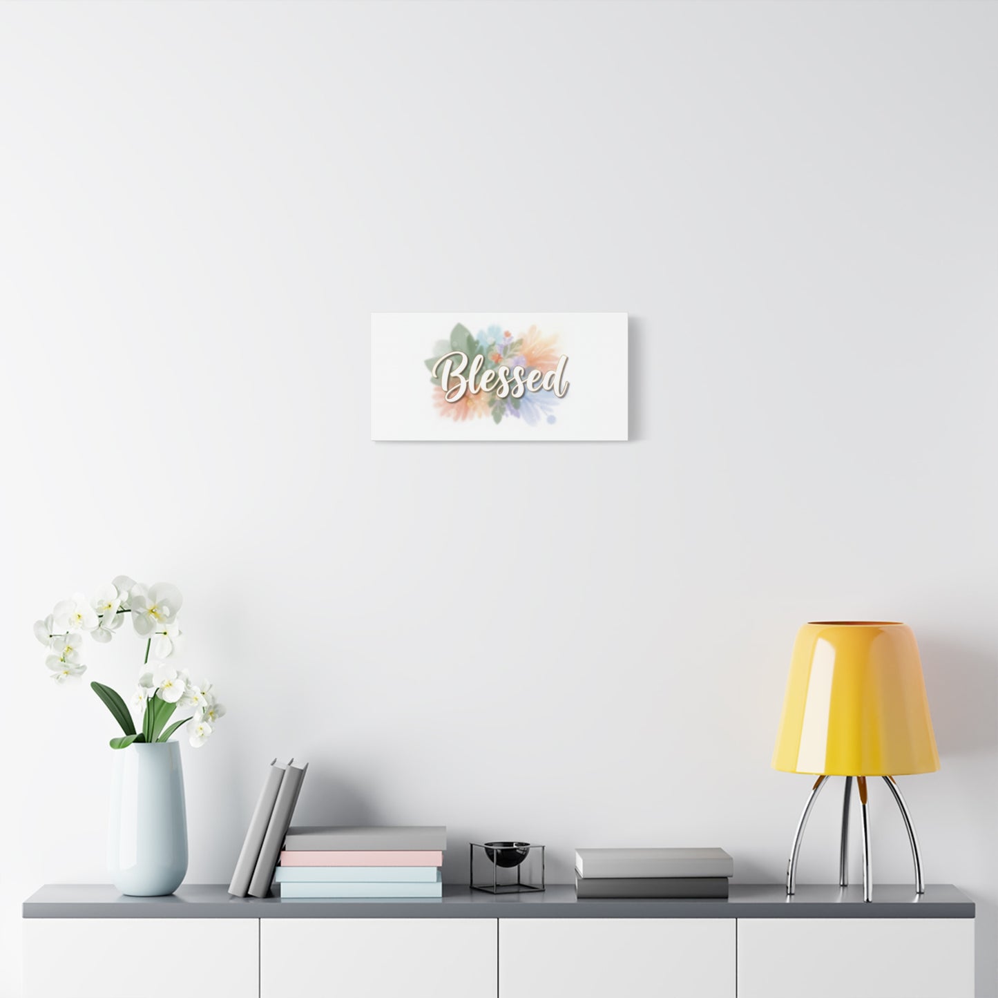 Blessed Floral Script Canvas