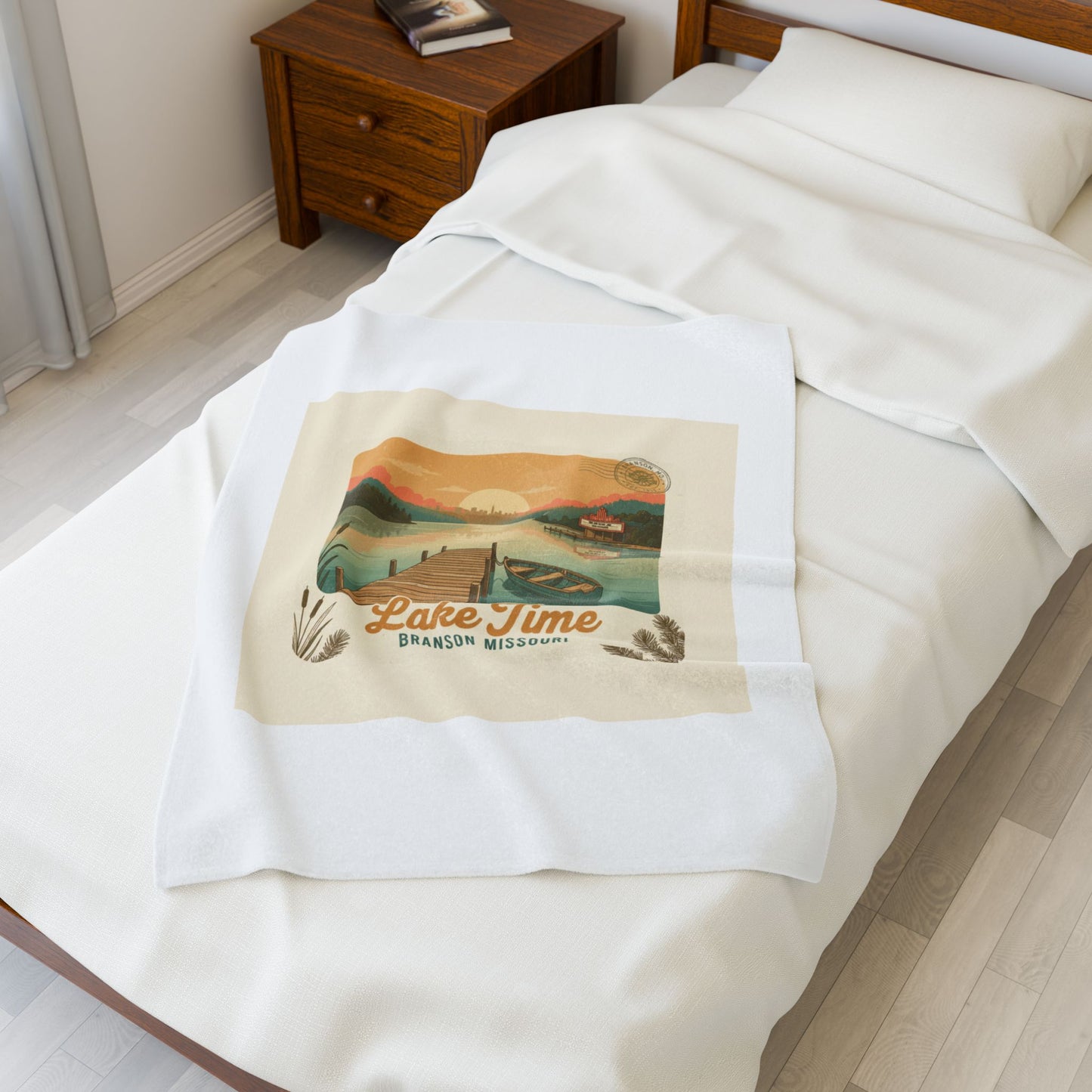 Lake Time Branson Missouri Velveteen Plush Blanket
