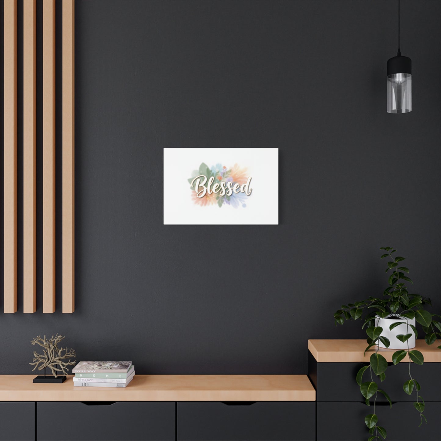 Blessed Floral Script Canvas