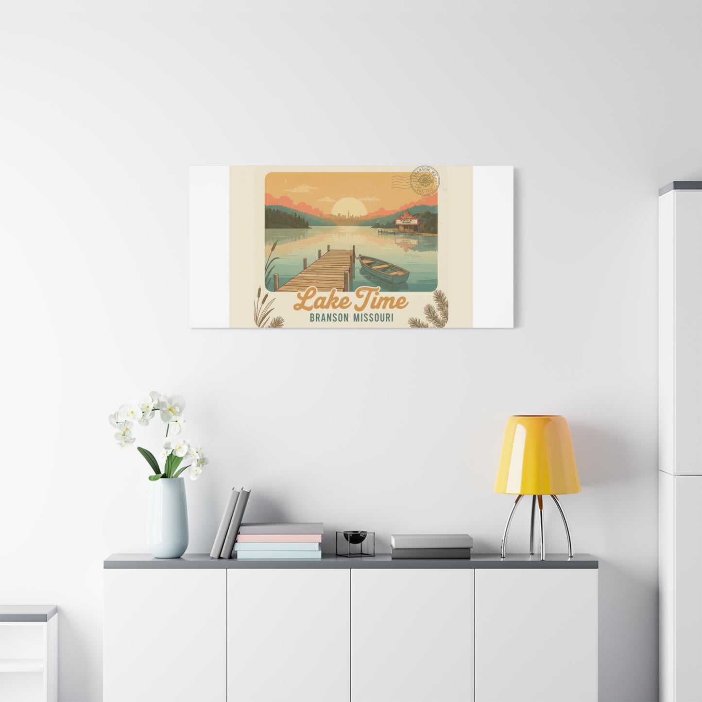 Vintage Postcard Canvas Lake Time Print
