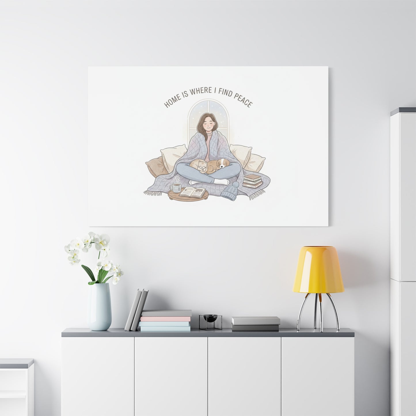 Home Is Where I Find Peace Canvas | Cozy Homebody Wall Art, Introvert Winter