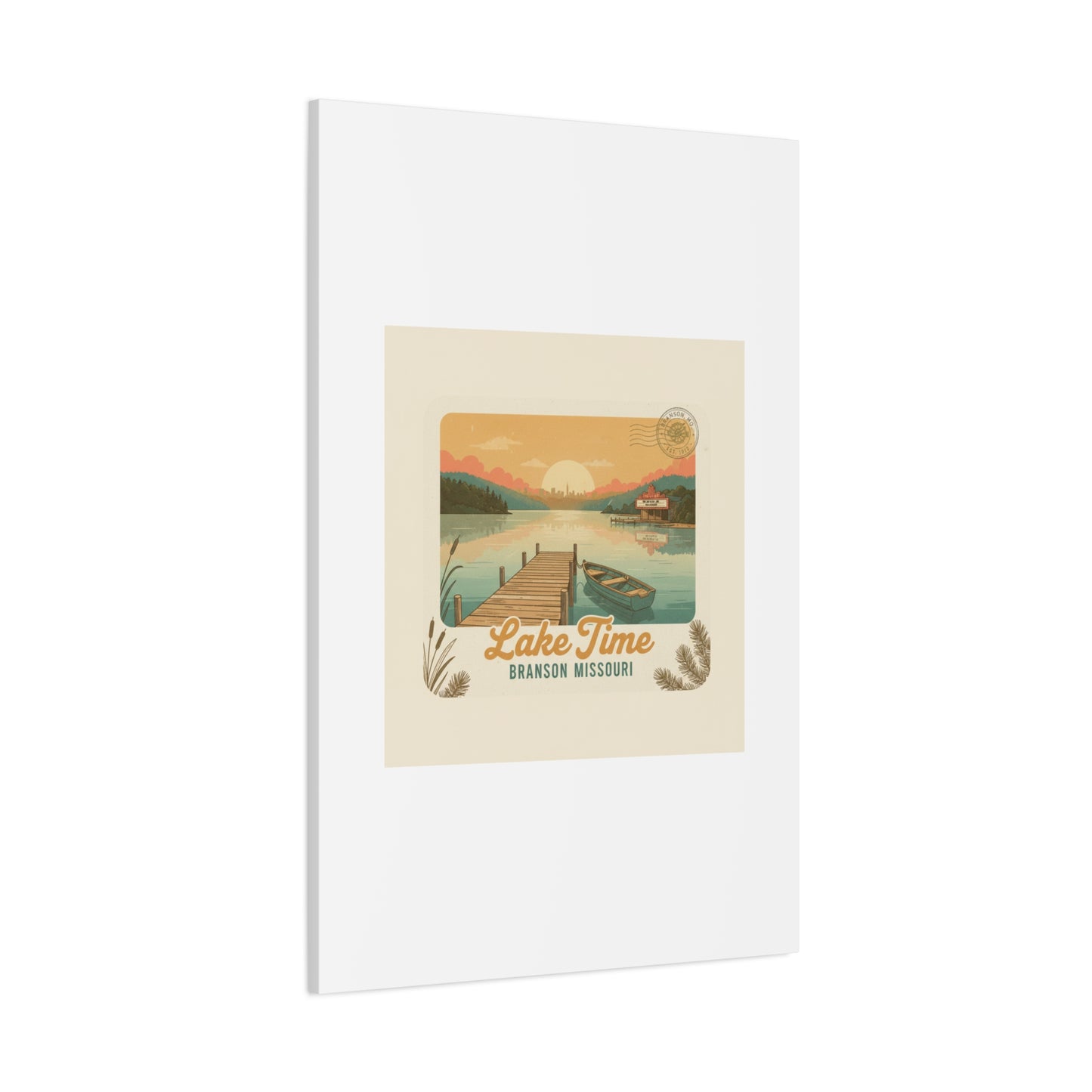 Vintage Postcard Canvas Lake Time Print