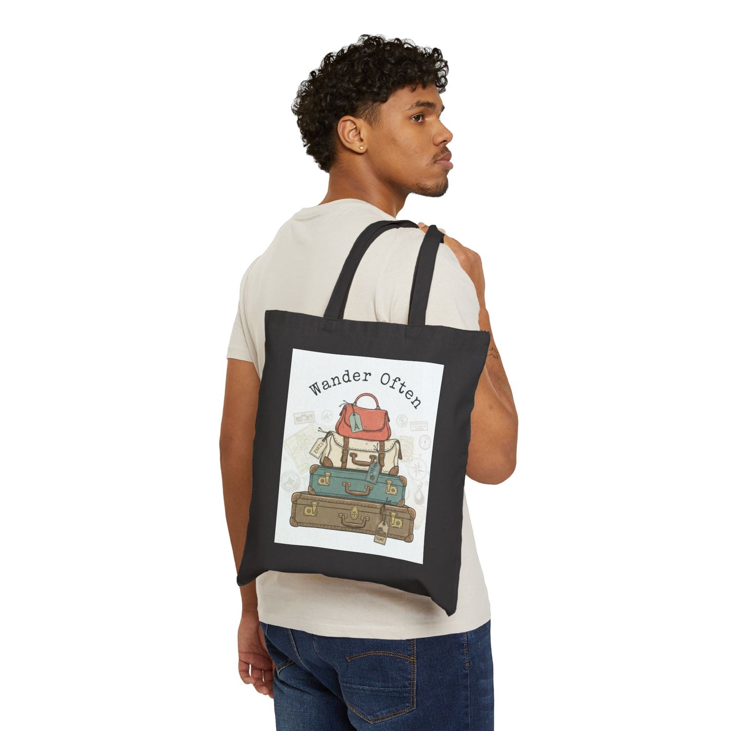 Wanderlust suitcase theme Tote | Retro Travel Postcard, Vintage Travel Stamps
