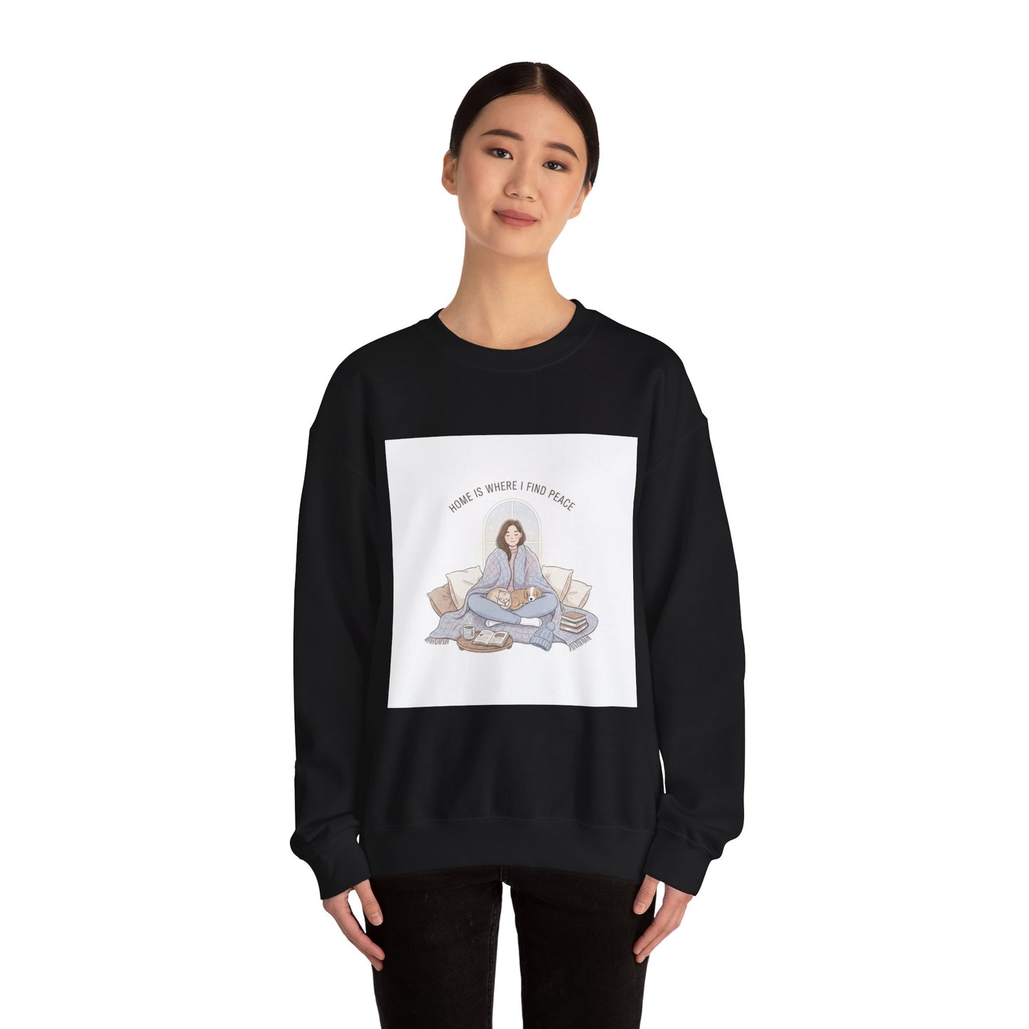 Home Is Where I Find Peace Crewneck Sweatshirt | Introvert Homebody Cozy Winter