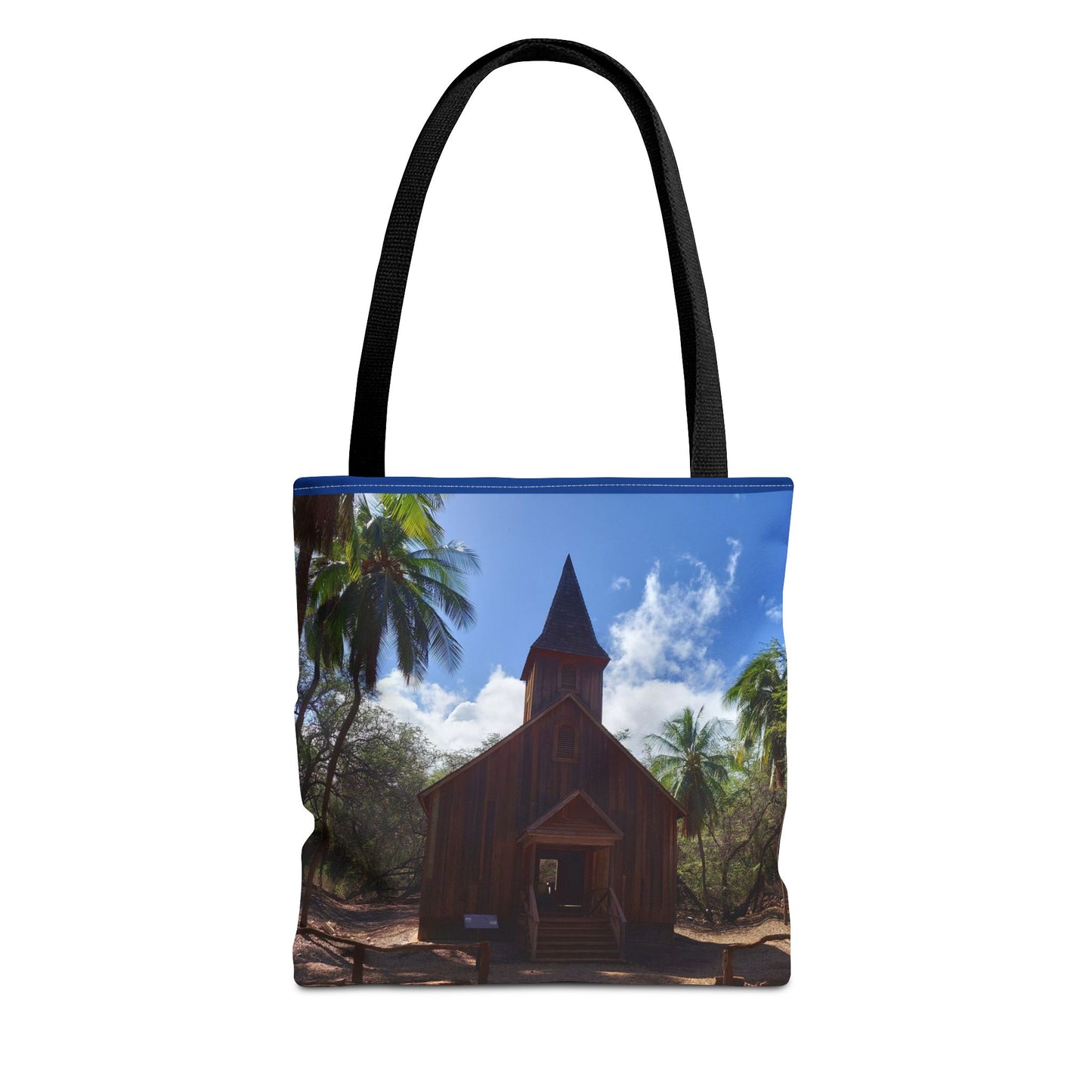 Rustic Chapel Photo Tote Bag — Tropical Island Church AOP