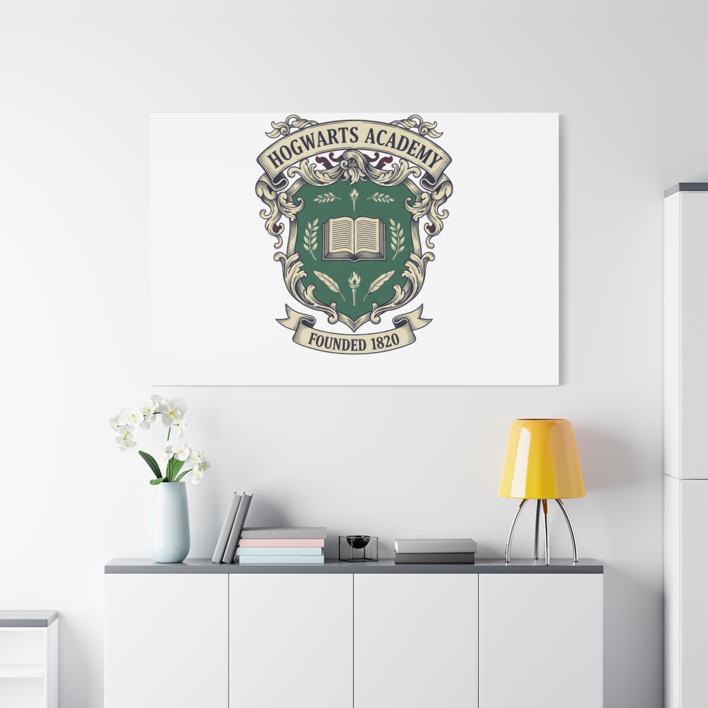 Hogwarts Ivy-Style Emblem Canvas | vintage club logo, old money crest