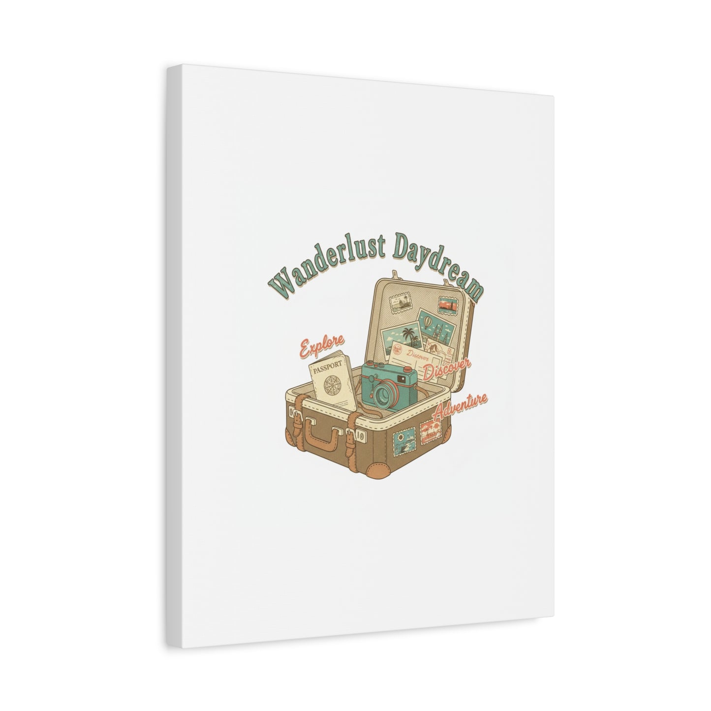 Wanderlust Daydream Travel Postcard Canvas | Retro Travel Stamp Decor