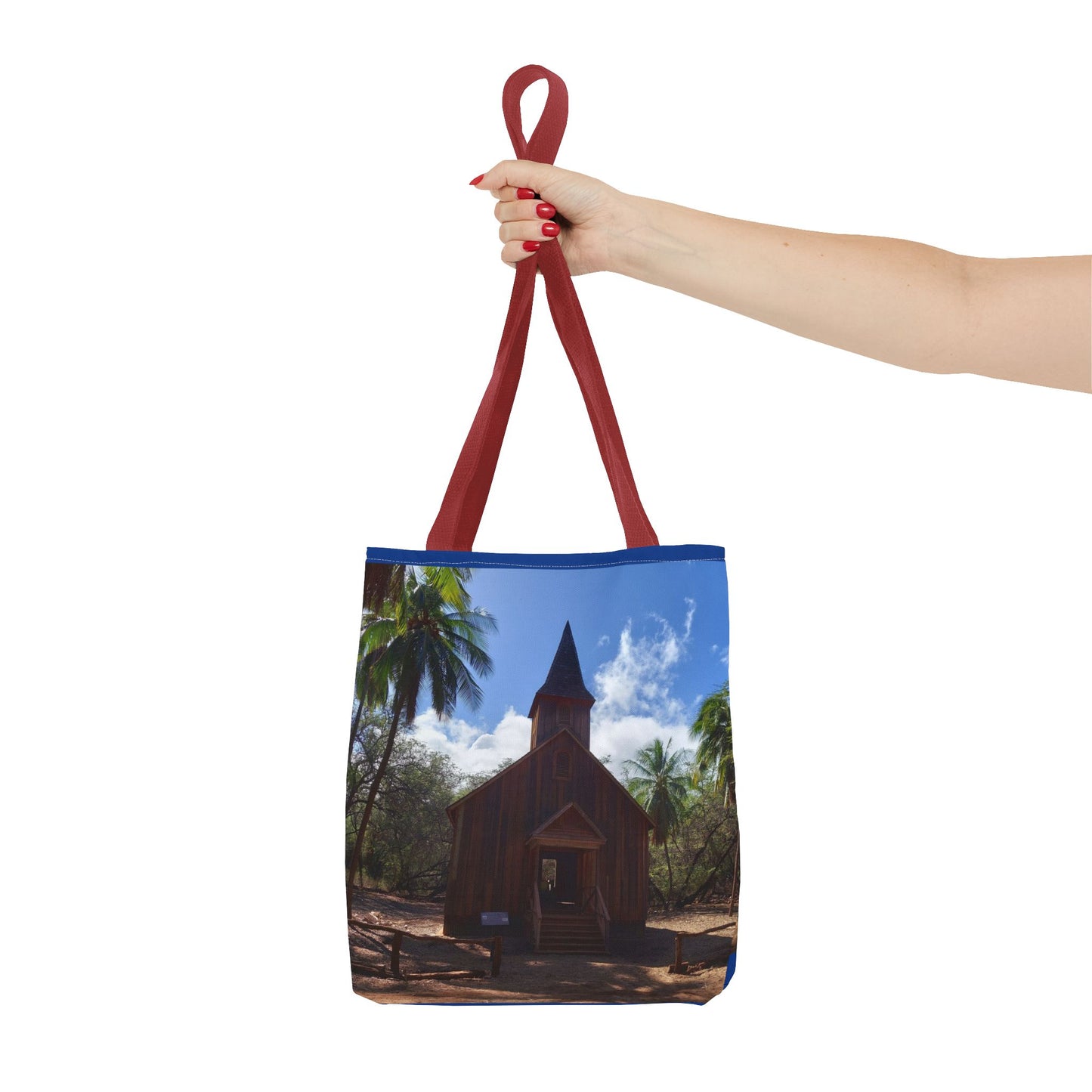Rustic Chapel Photo Tote Bag — Tropical Island Church AOP