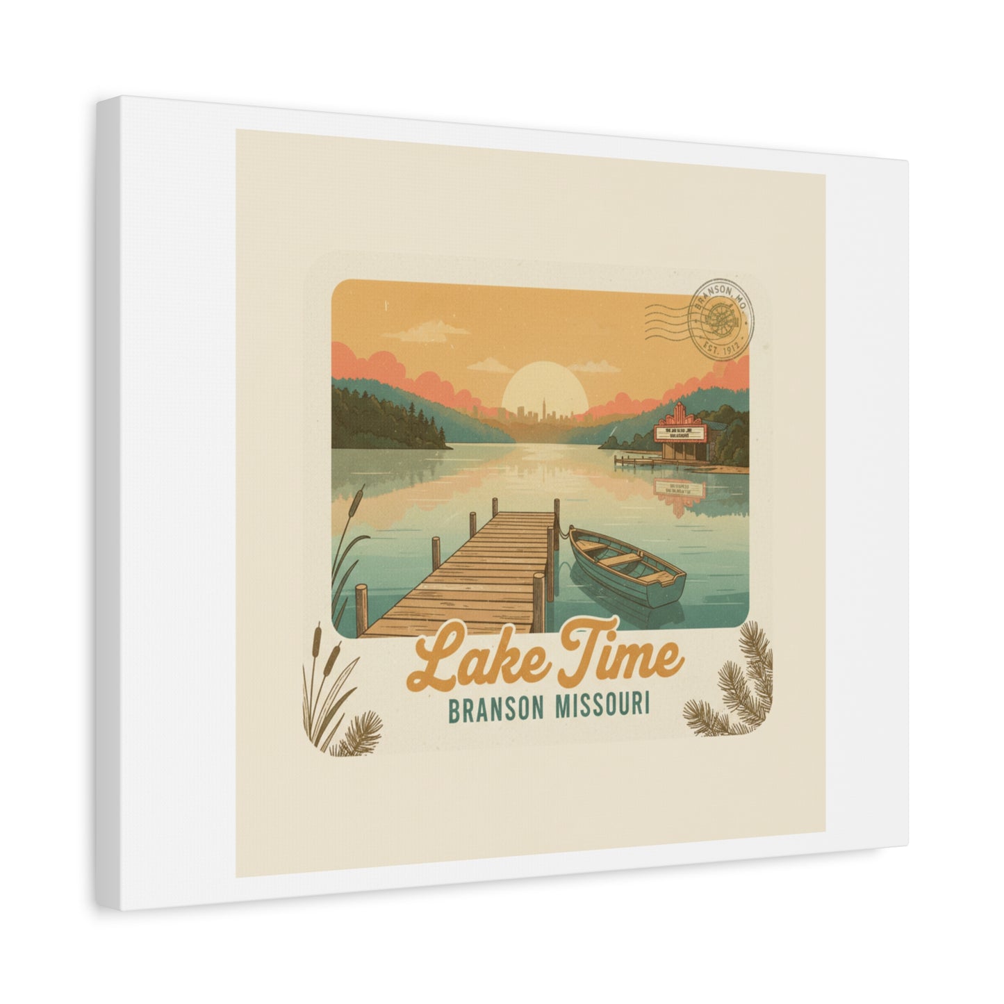 Vintage Postcard Canvas Lake Time Print