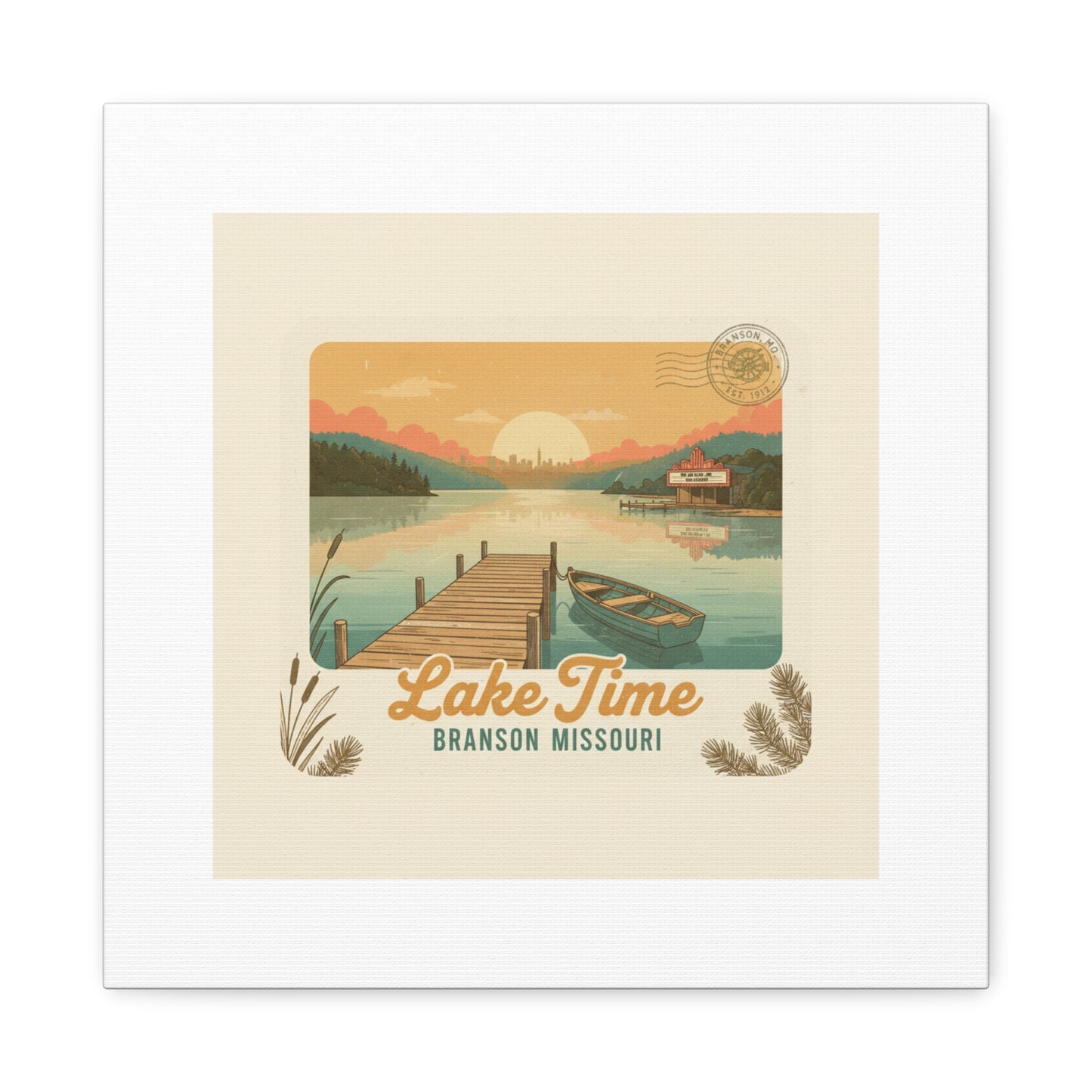 Vintage Postcard Canvas Lake Time Print