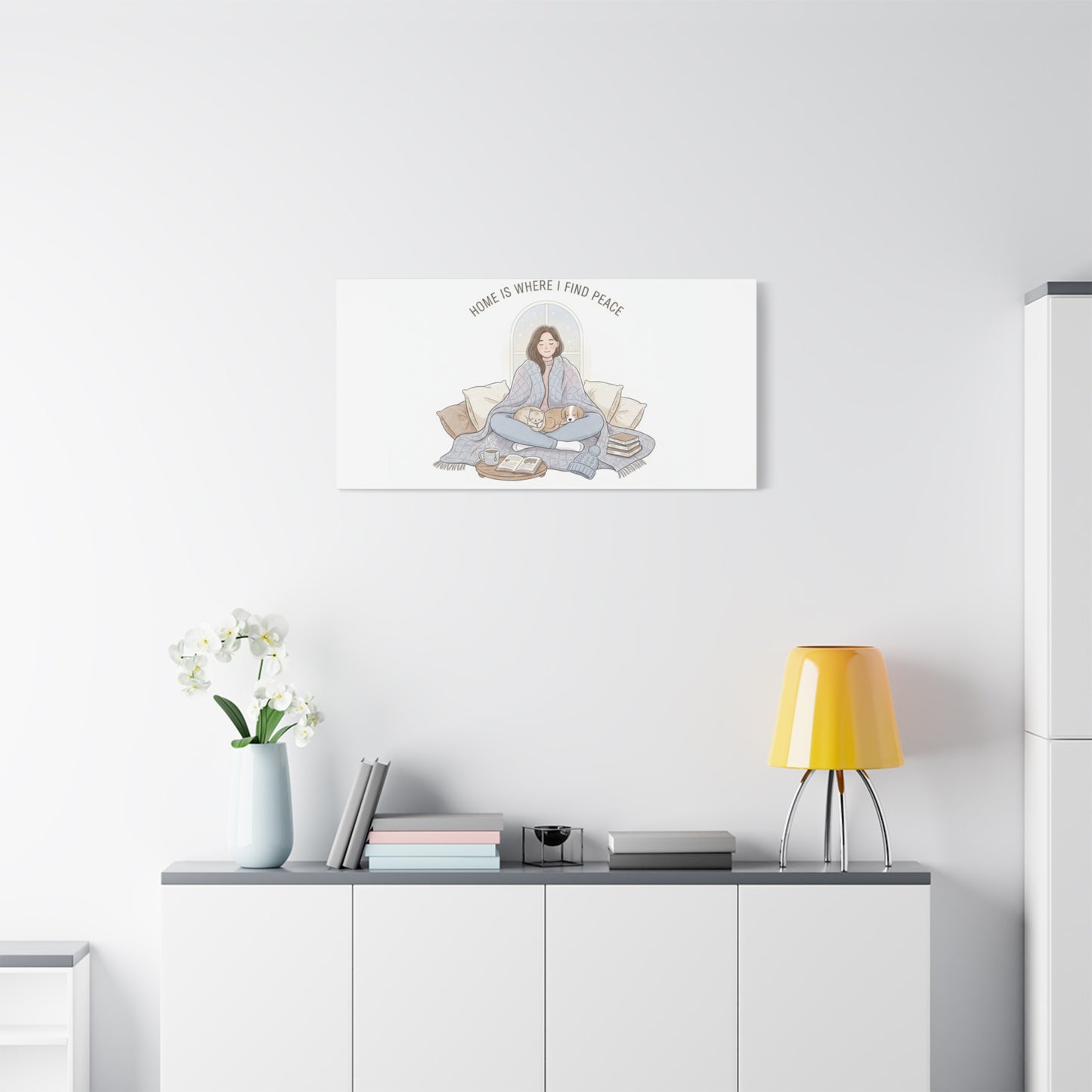 Home Is Where I Find Peace Canvas | Cozy Homebody Wall Art, Introvert Winter