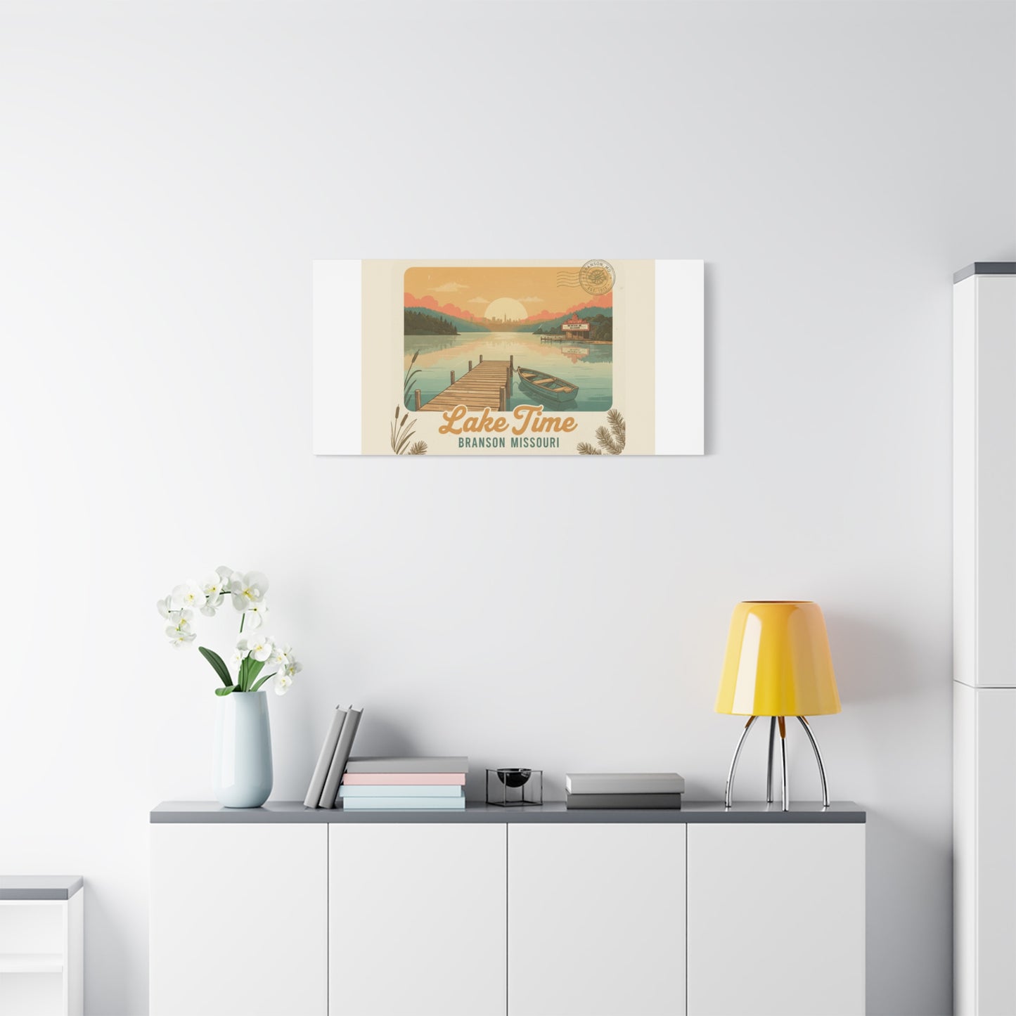 Vintage Postcard Canvas Lake Time Print