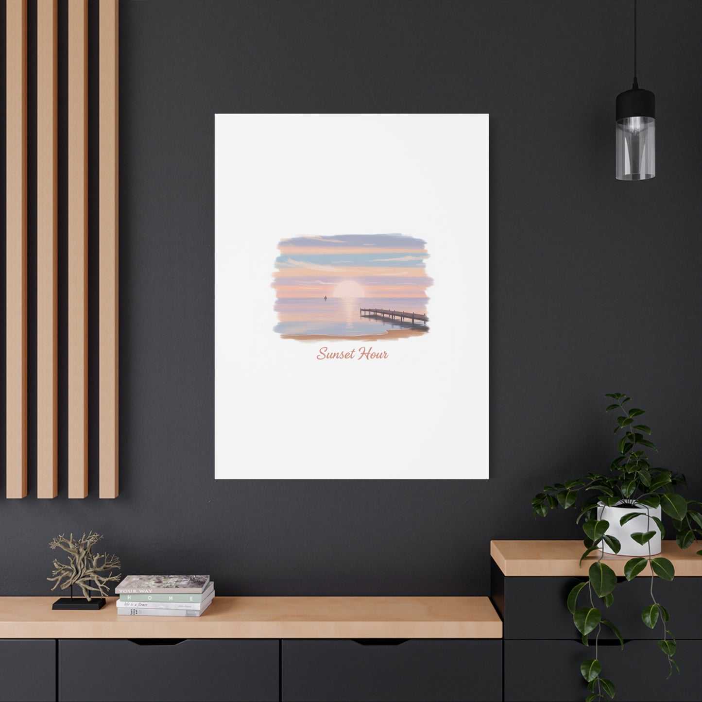 Sunset Hour Canvas, Matte Stretched 1.25" | Minimal Luxe Gold Accent