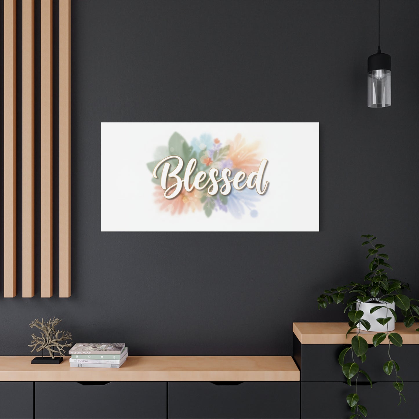 Blessed Floral Script Canvas