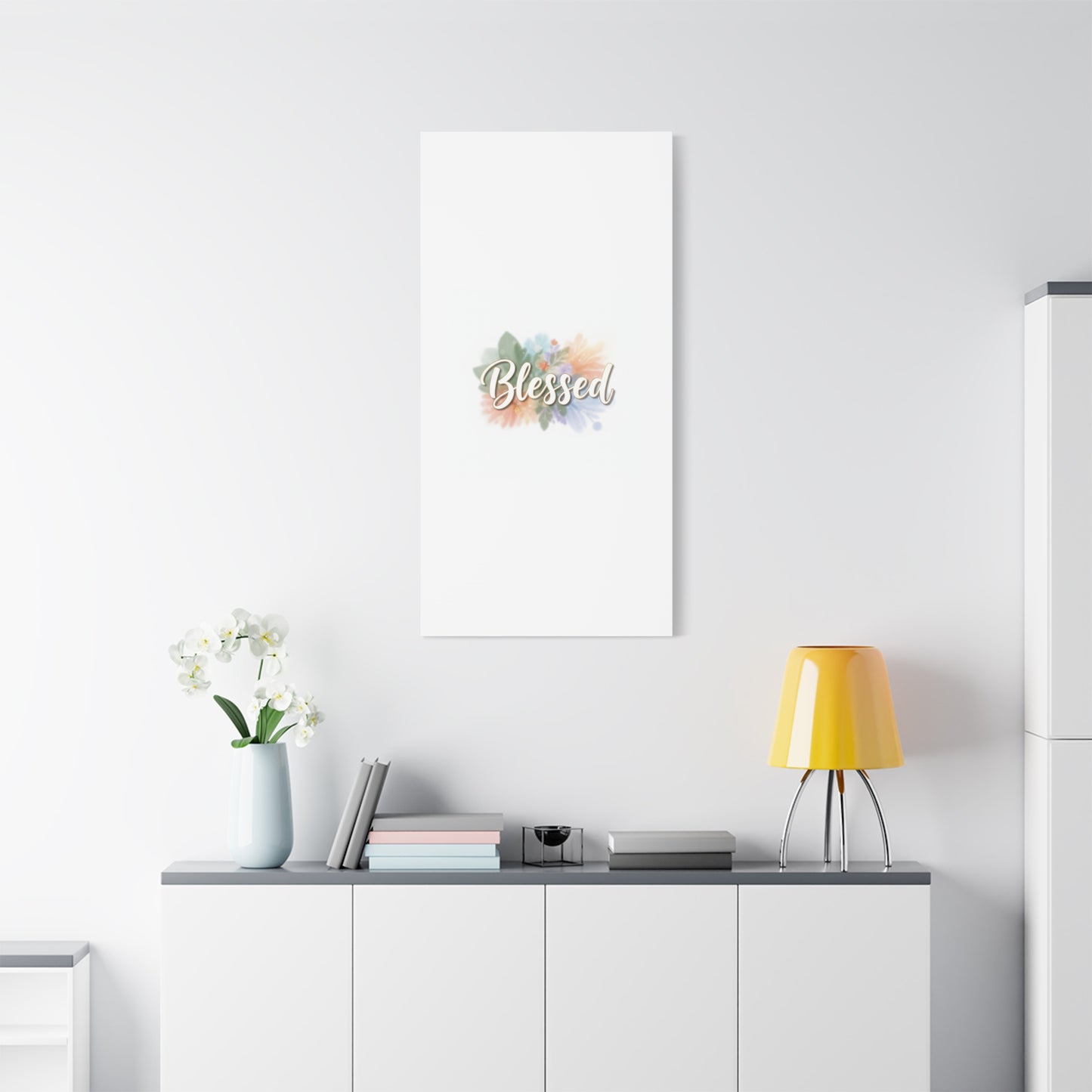 Blessed Floral Script Canvas