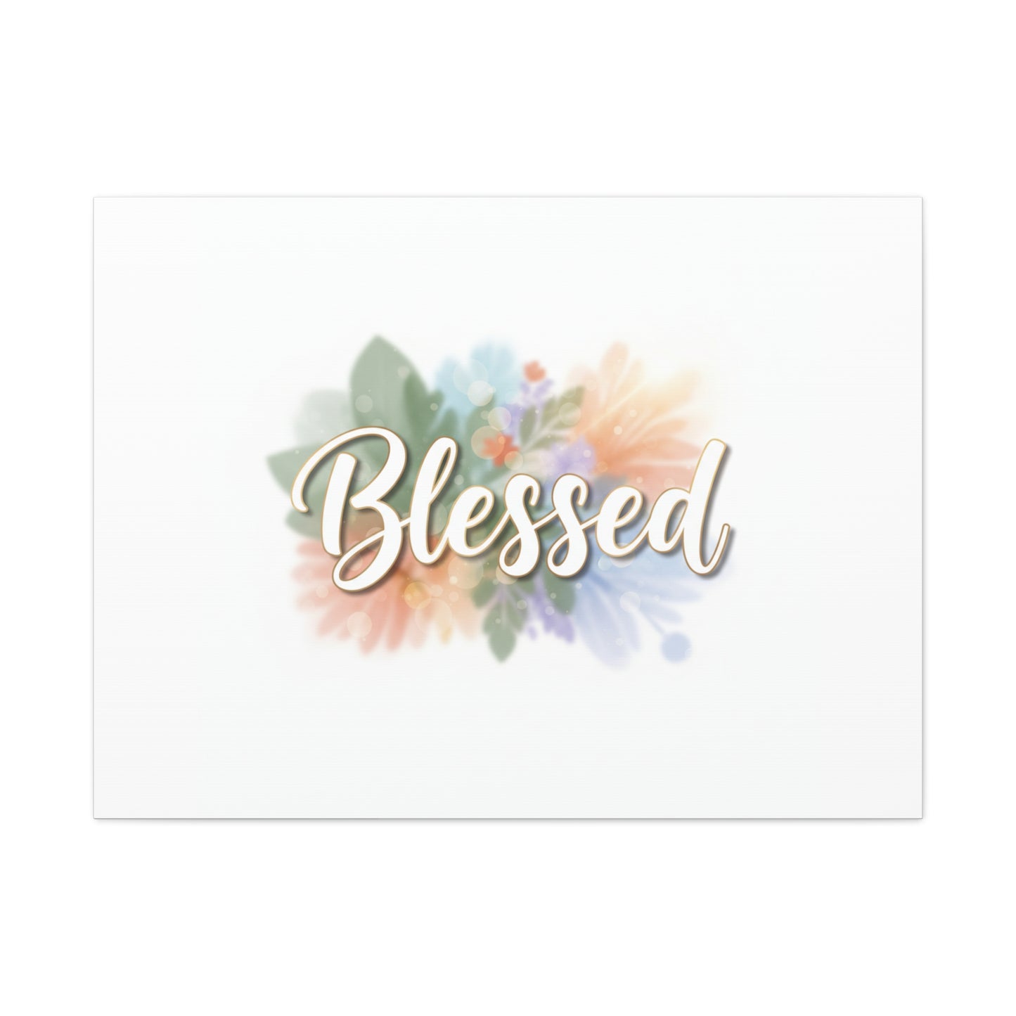 Blessed Floral Script Canvas