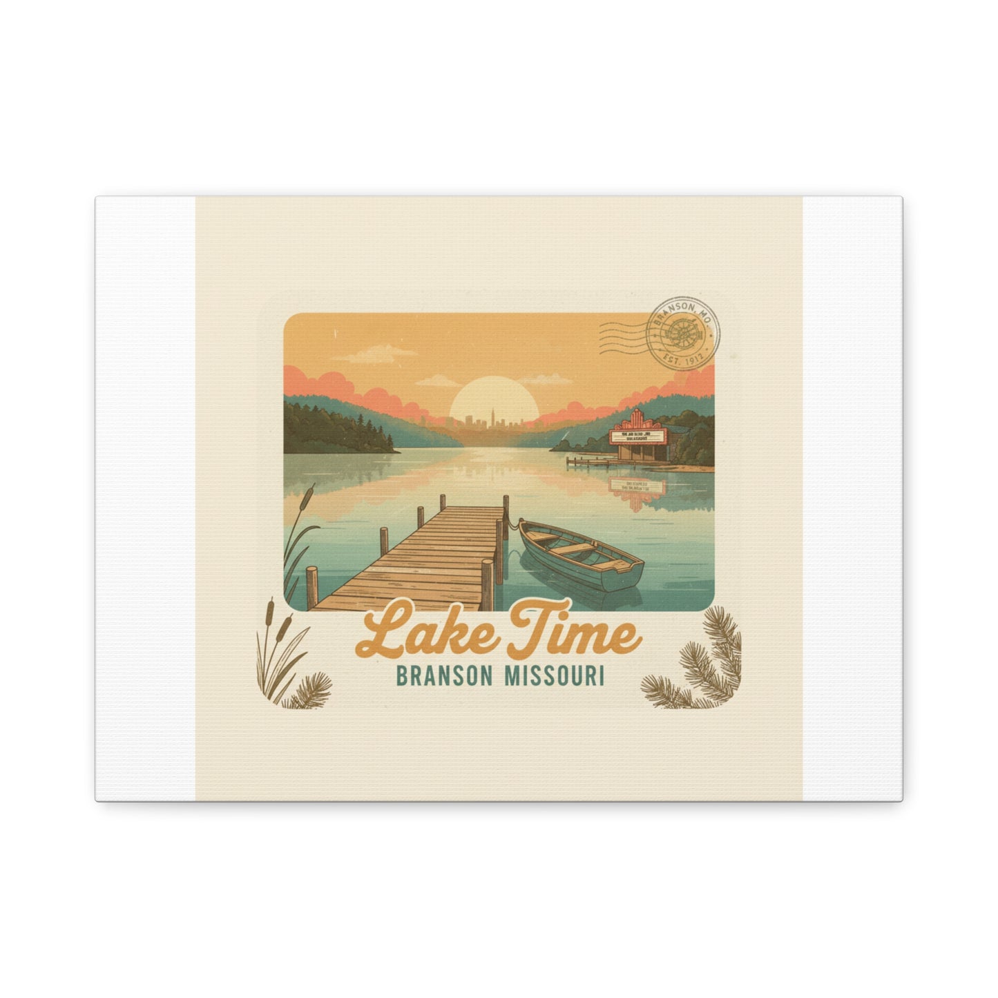 Vintage Postcard Canvas Lake Time Print
