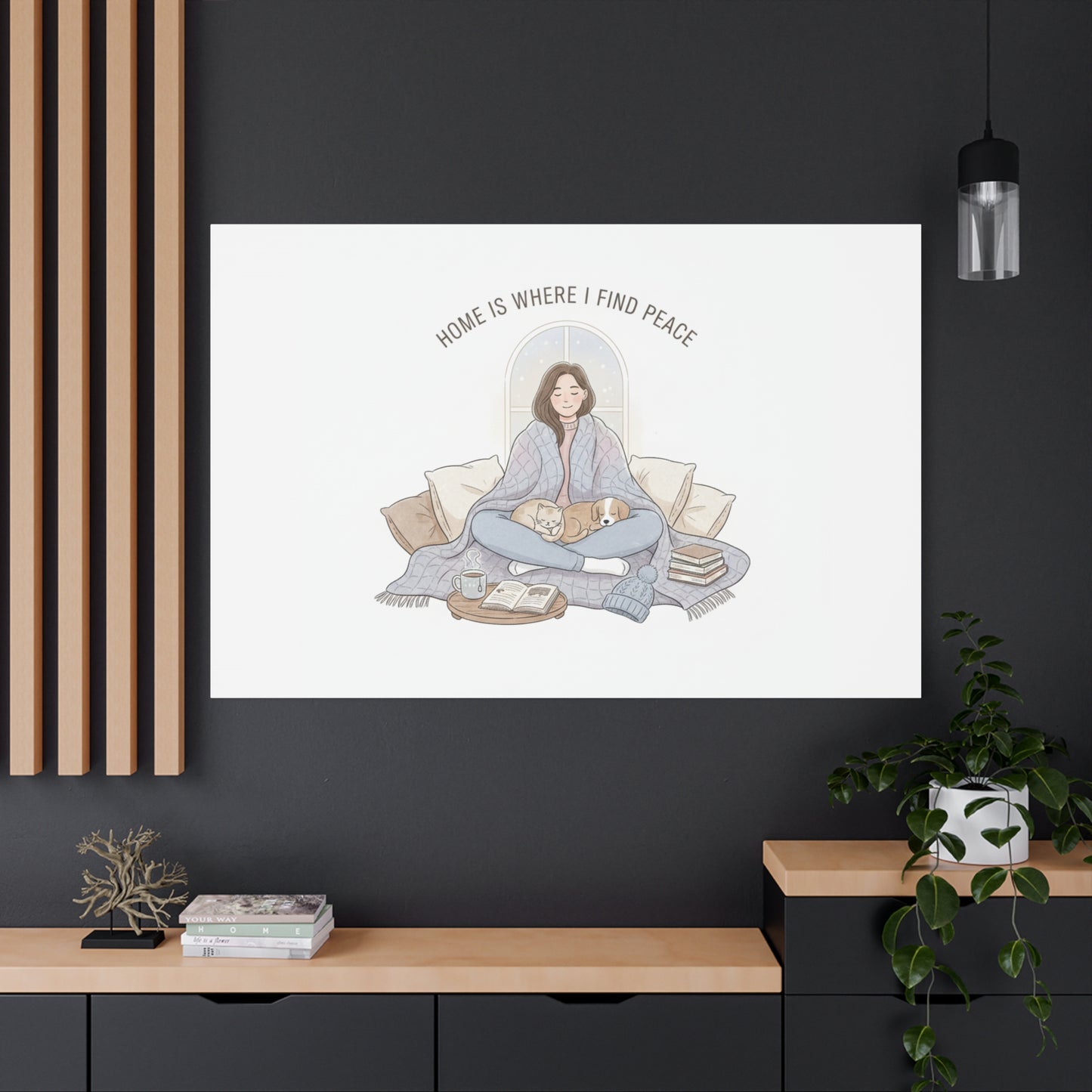 Home Is Where I Find Peace Canvas | Cozy Homebody Wall Art, Introvert Winter