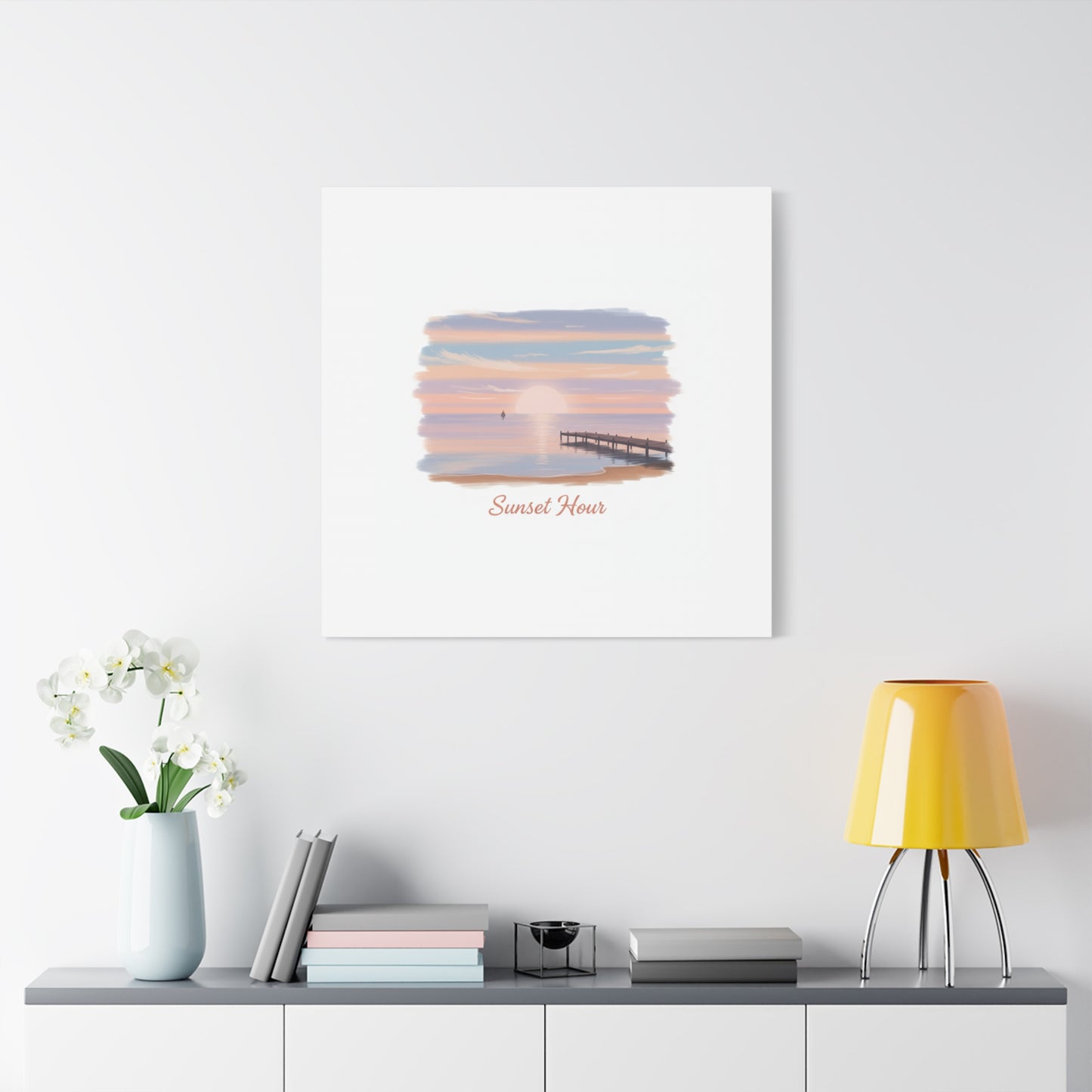 Sunset Hour Canvas, Matte Stretched 1.25" | Minimal Luxe Gold Accent