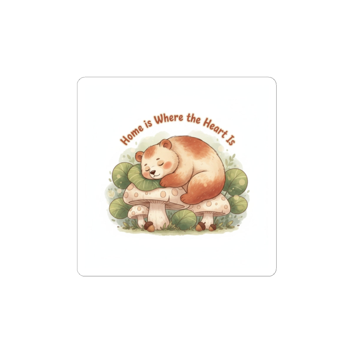 Cozy Sleeping Bear Sticker | cute critter sticker, winter forest art