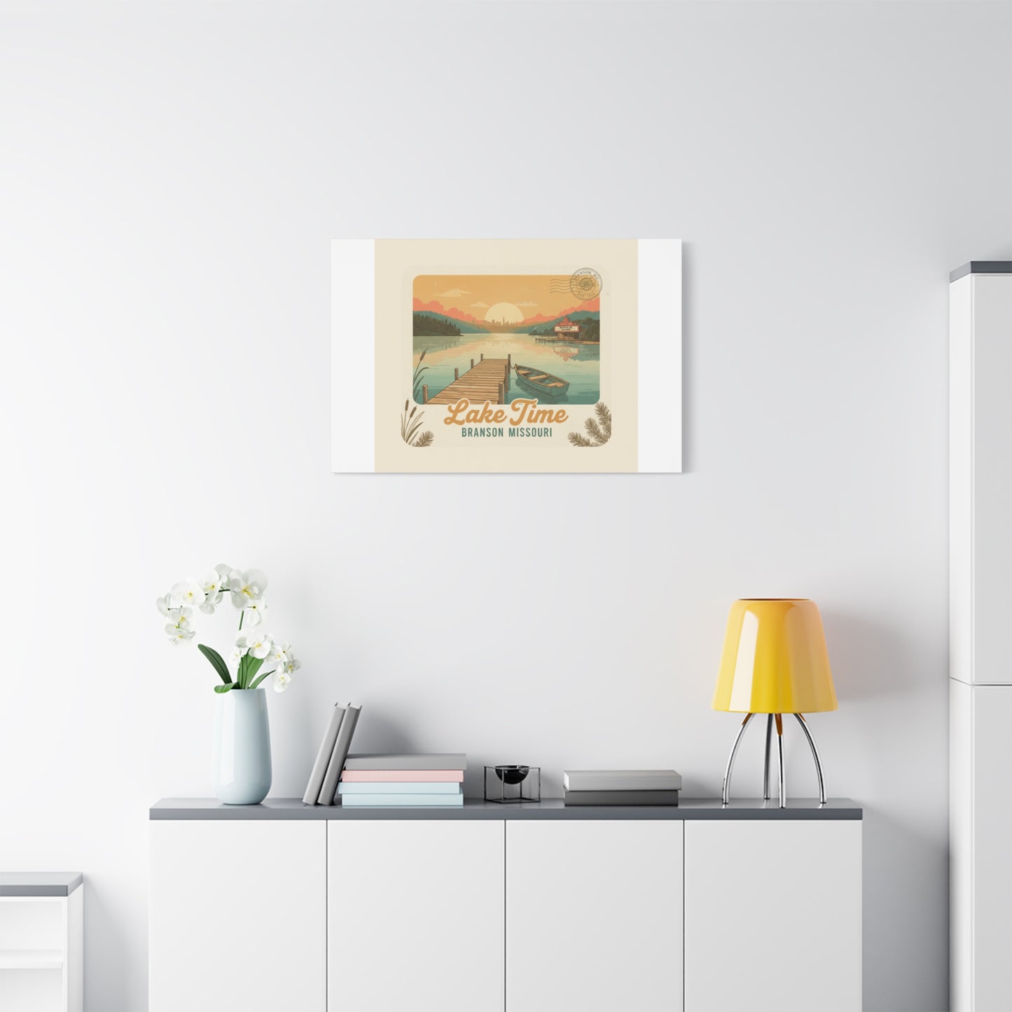 Vintage Postcard Canvas Lake Time Print