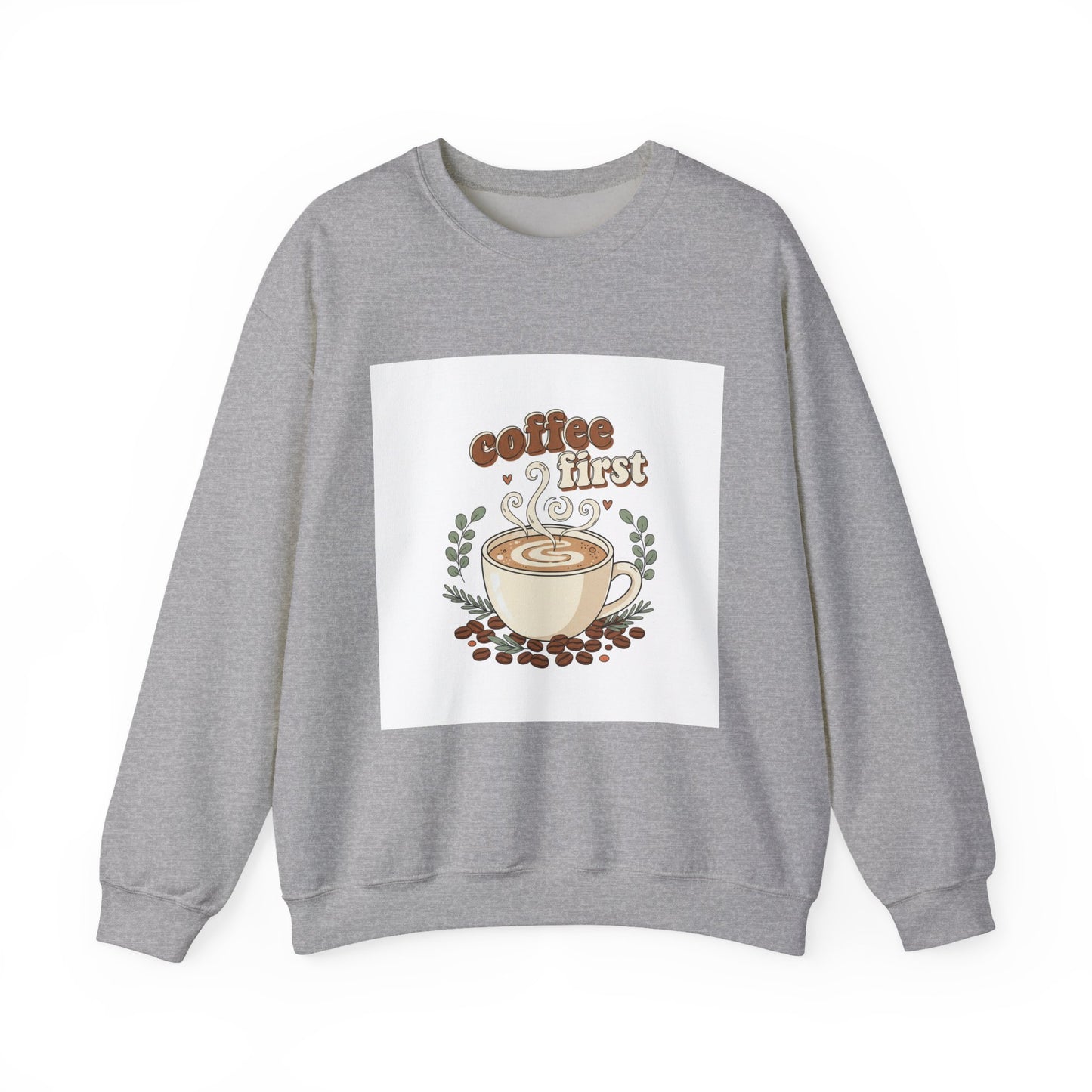 coffee first Crewneck Sweatshirt, coffee aesthetic, latte art design