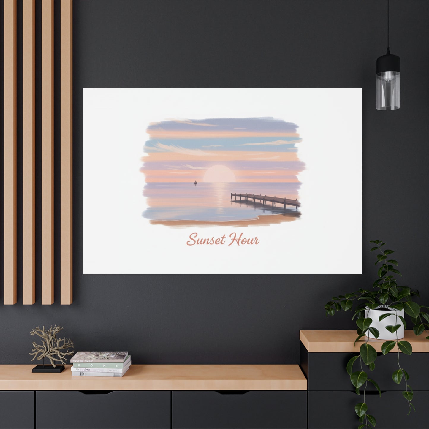 Sunset Hour Canvas, Matte Stretched 1.25" | Minimal Luxe Gold Accent