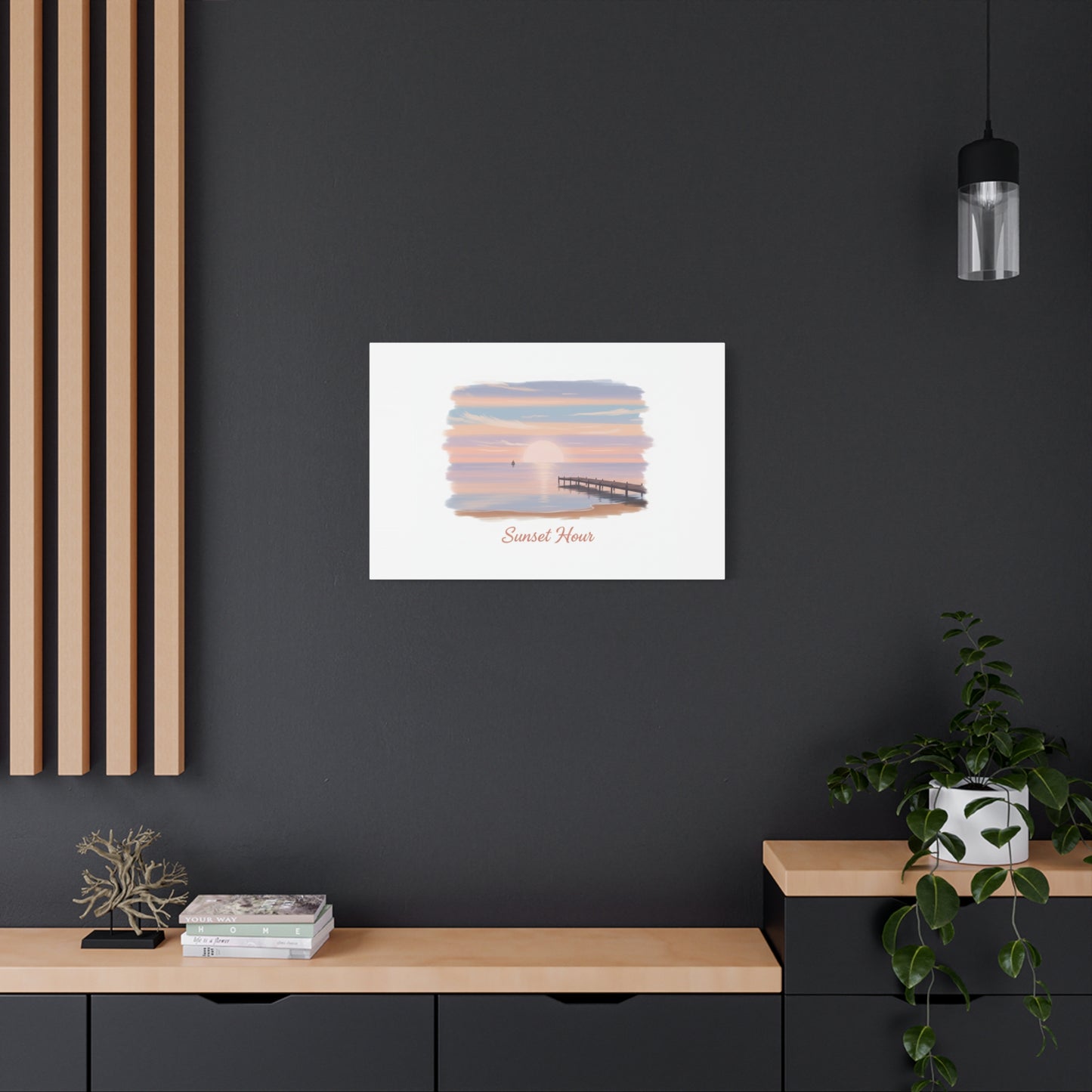 Sunset Hour Canvas, Matte Stretched 1.25" | Minimal Luxe Gold Accent