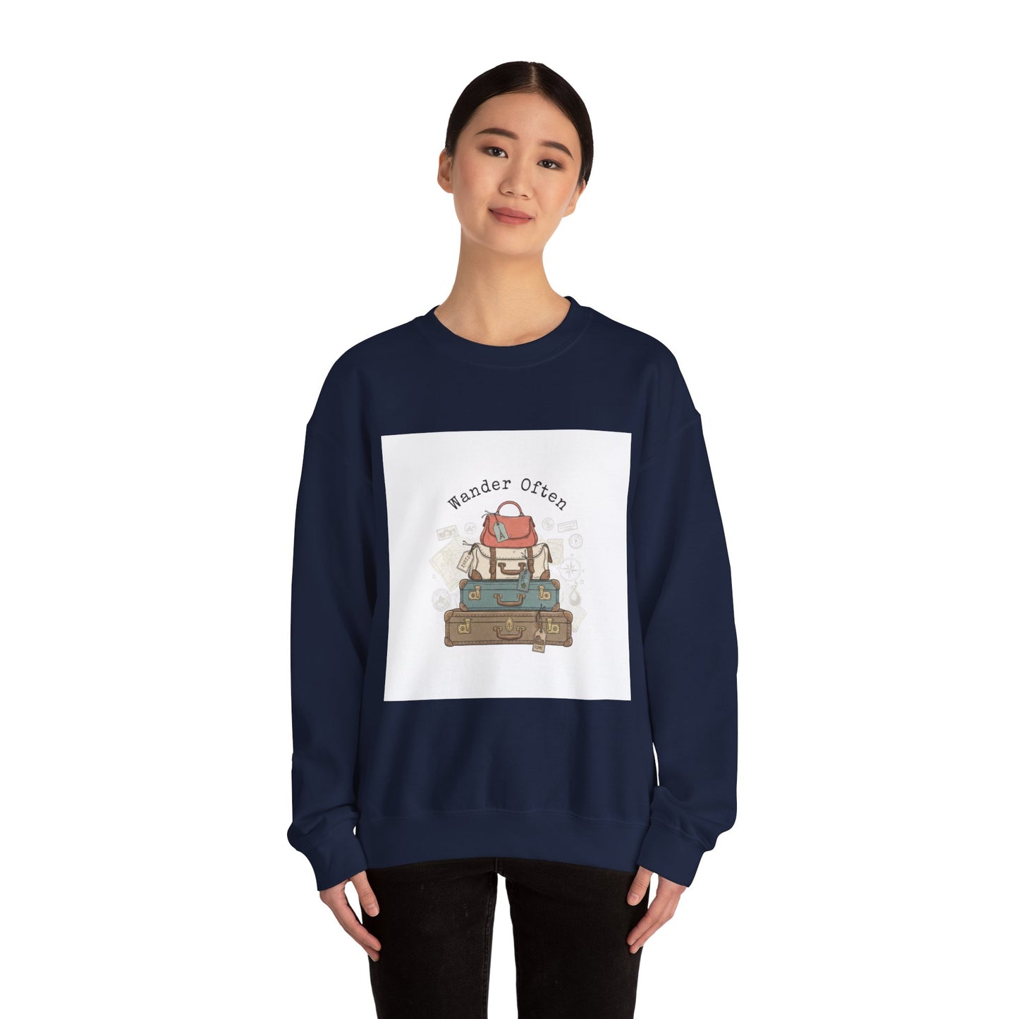 Wander Often vintage luggage stamp Sweatshirt | travel stamps, postcard vintage