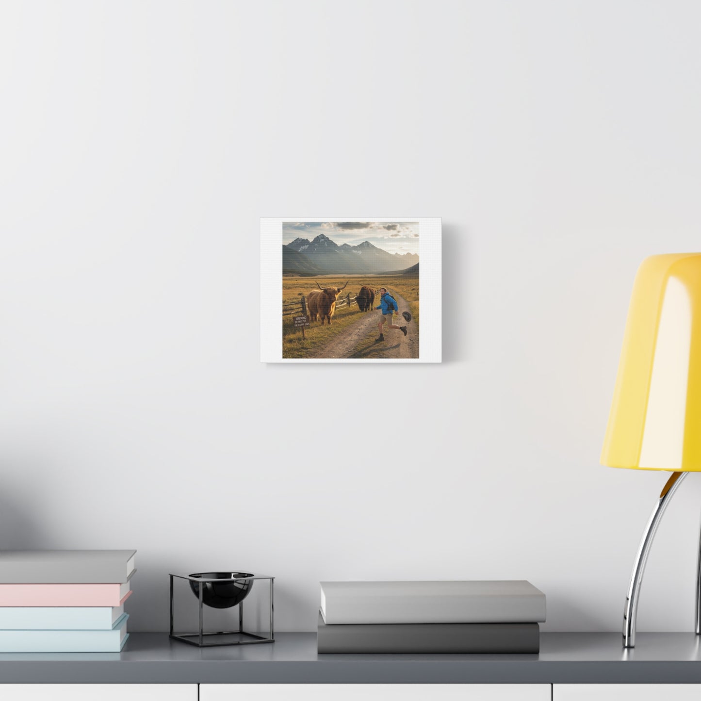 Chased by a Buffalo Canvas | wholesome sarcasm print, soft humor wall art