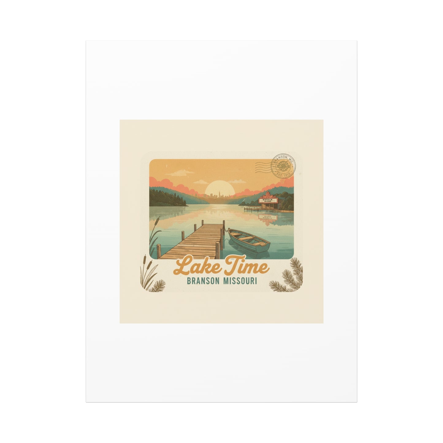 Vintage Postcard Canvas Lake Time Print