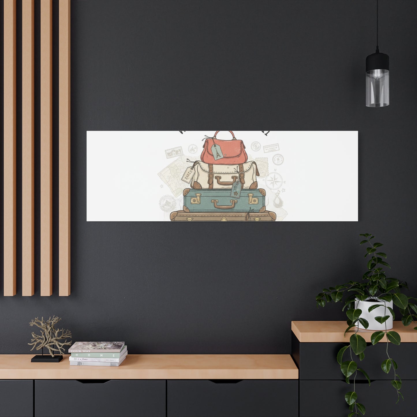 Wander Often Vintage Luggage Stack Canvas, travel stamps | passport stamp wanderlust