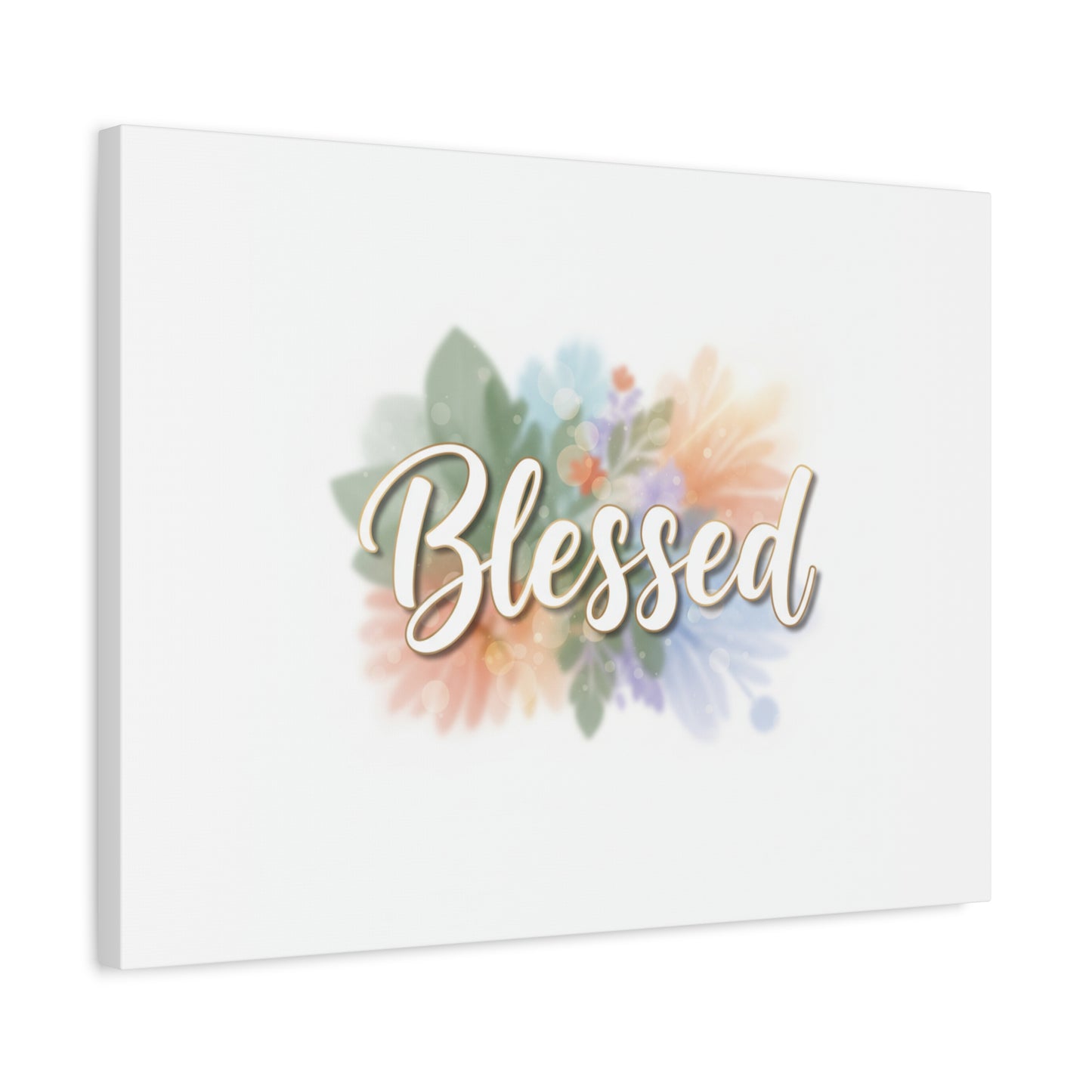 Blessed Floral Script Canvas