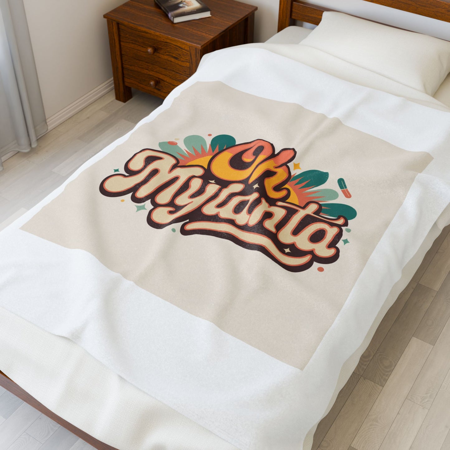 Oh Mylanta Retro Script Velveteen Plush Blanket