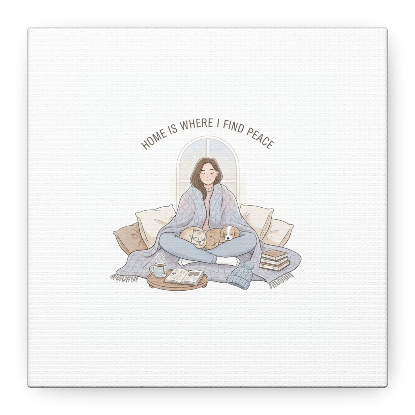 Home Is Where I Find Peace Canvas | Cozy Homebody Wall Art, Introvert Winter