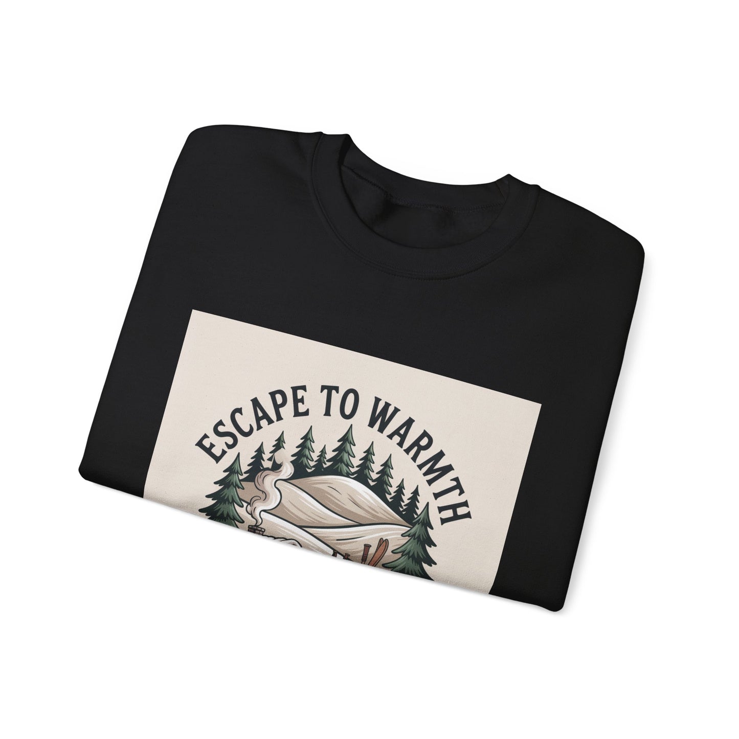 Escape to Warmth Cabin Vibes Sweatshirt | mountain silhouette, pine tree sweatshirt