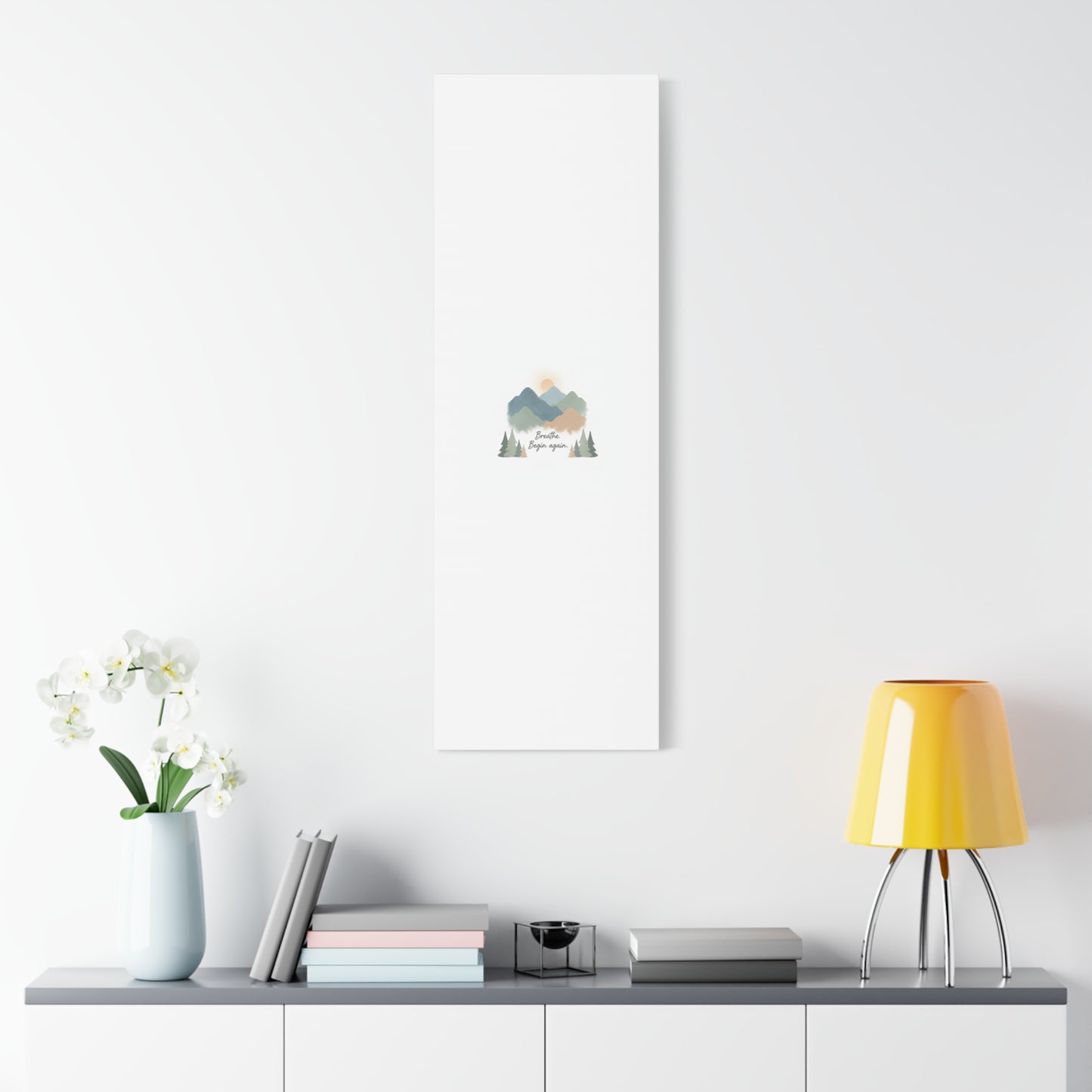 Mountain Print Canvas-breathe and began again-