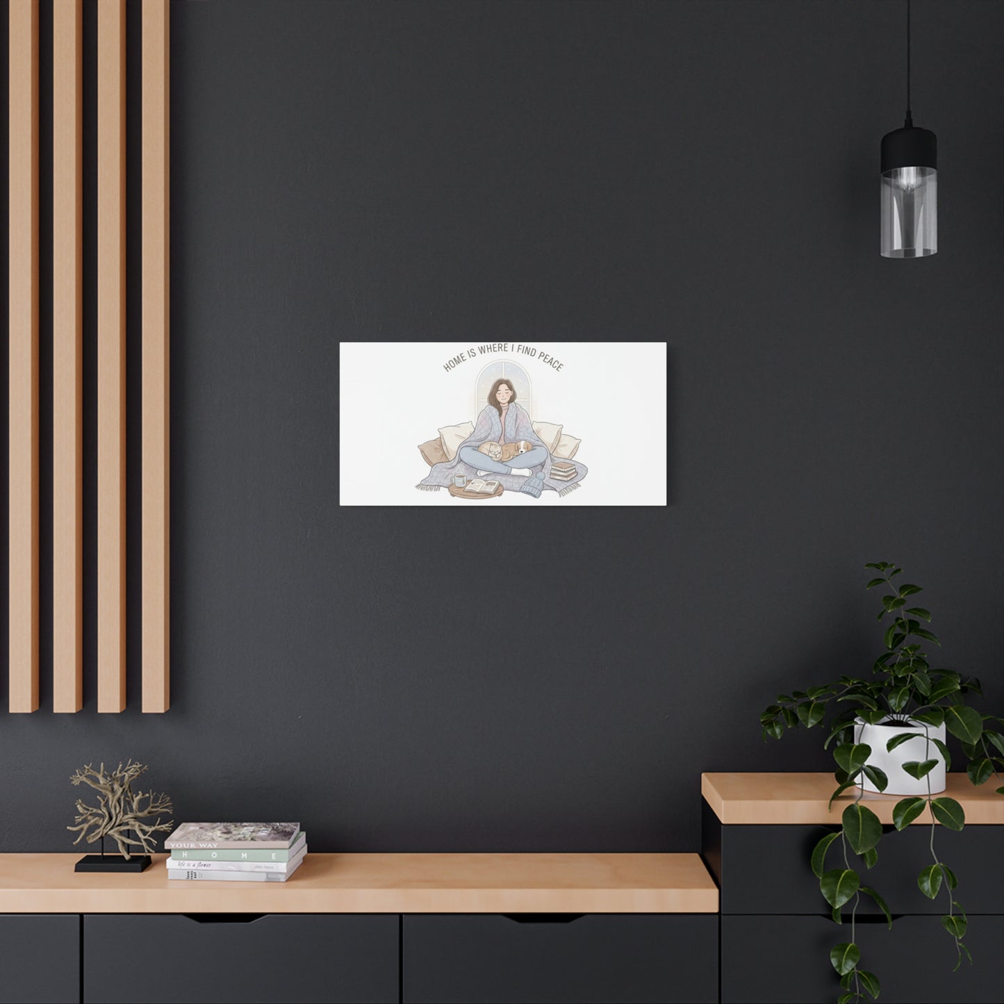 Home Is Where I Find Peace Canvas | Cozy Homebody Wall Art, Introvert Winter