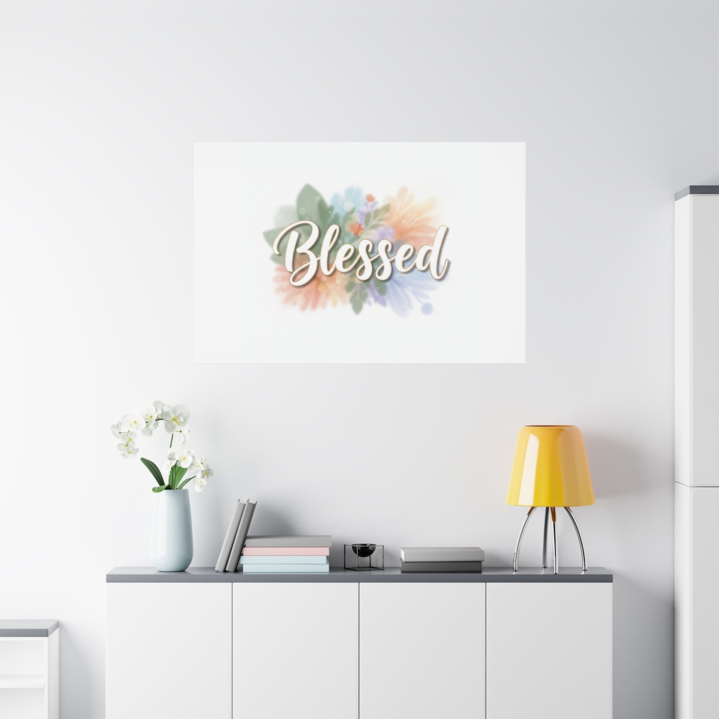 Blessed Floral Script Canvas