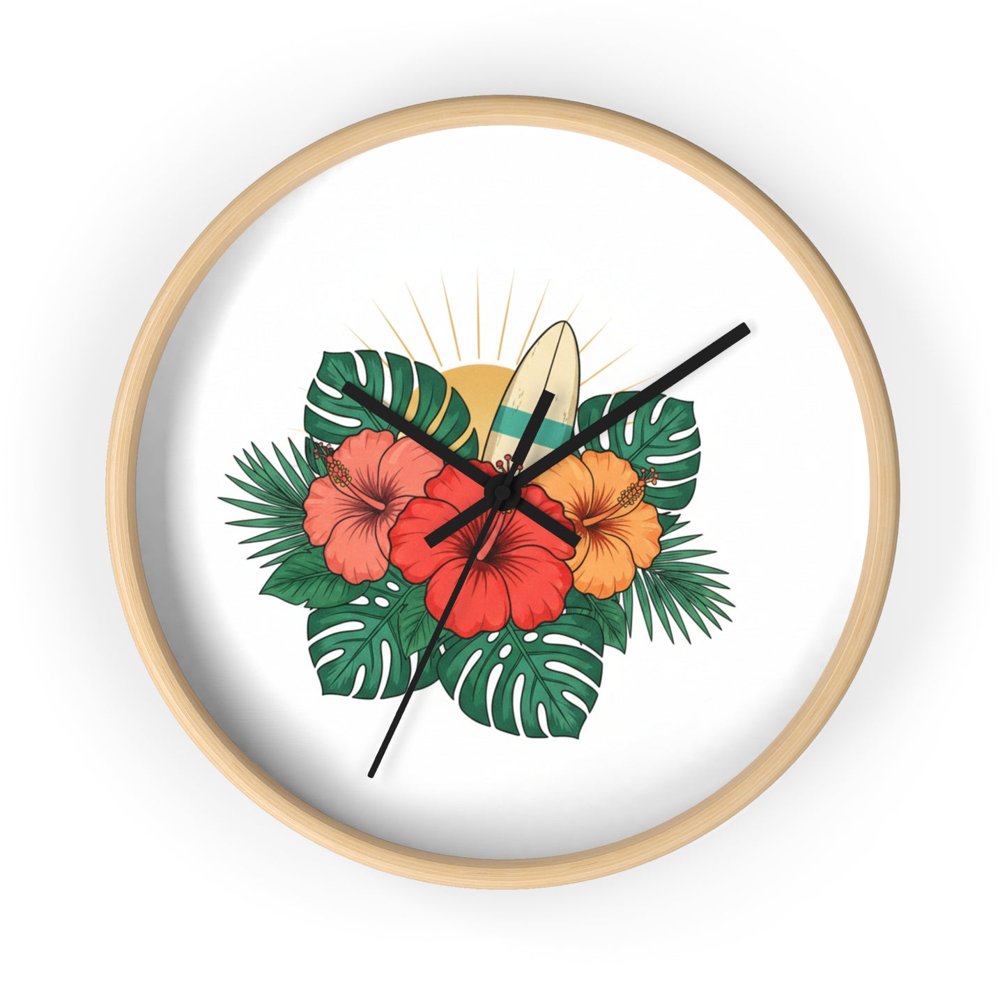 Wall Clock--tropical flowers