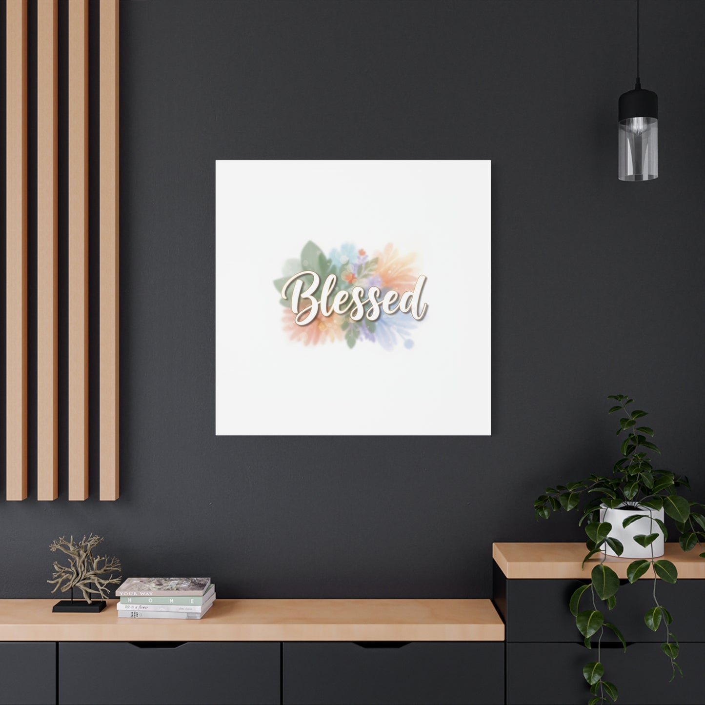Blessed Floral Script Canvas