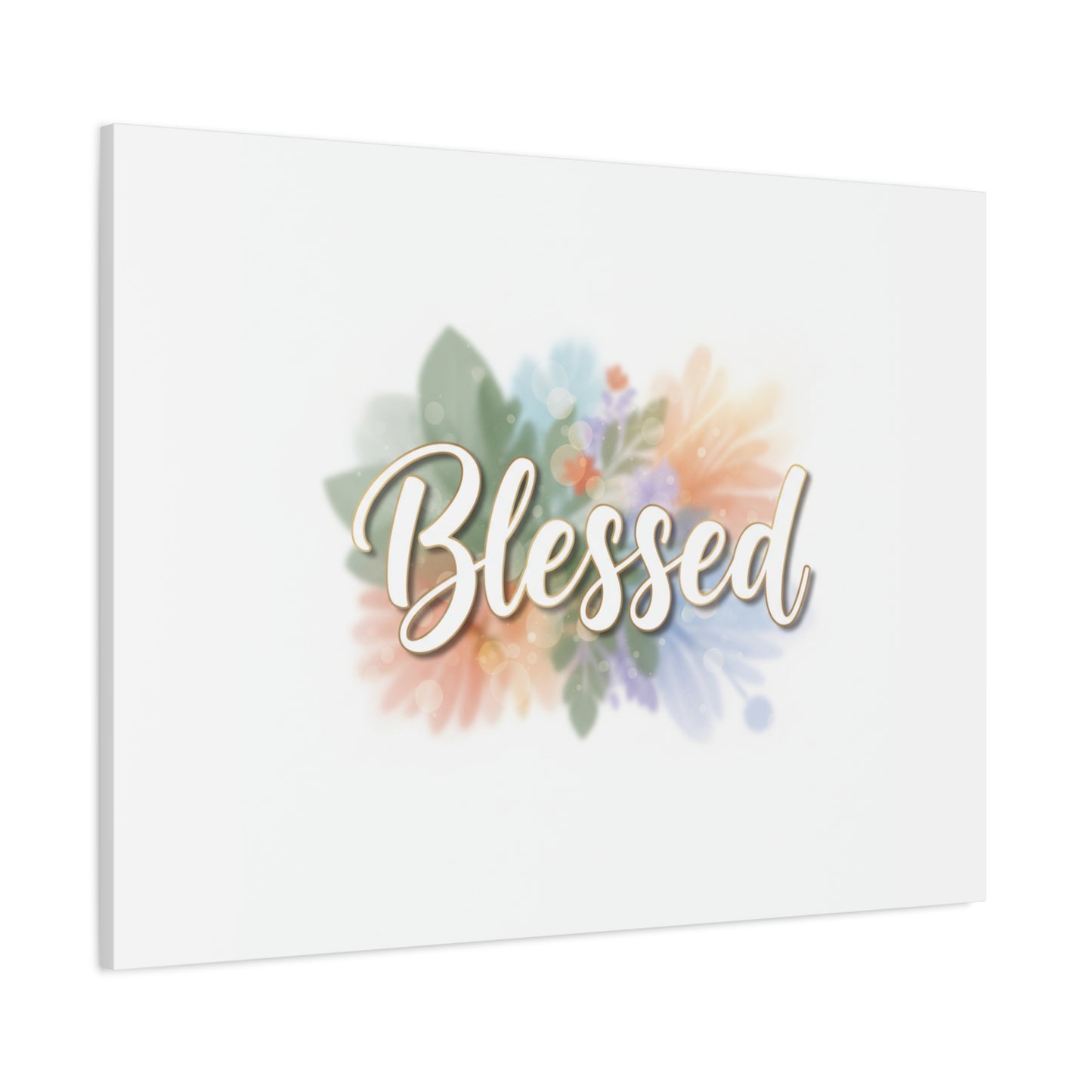 Blessed Floral Script Canvas