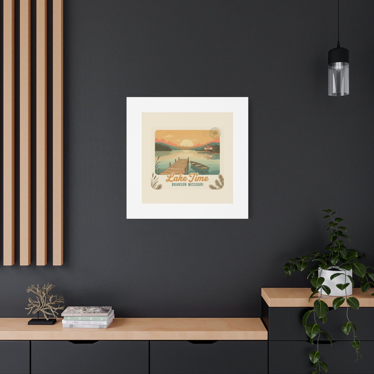 Vintage Postcard Canvas Lake Time Print
