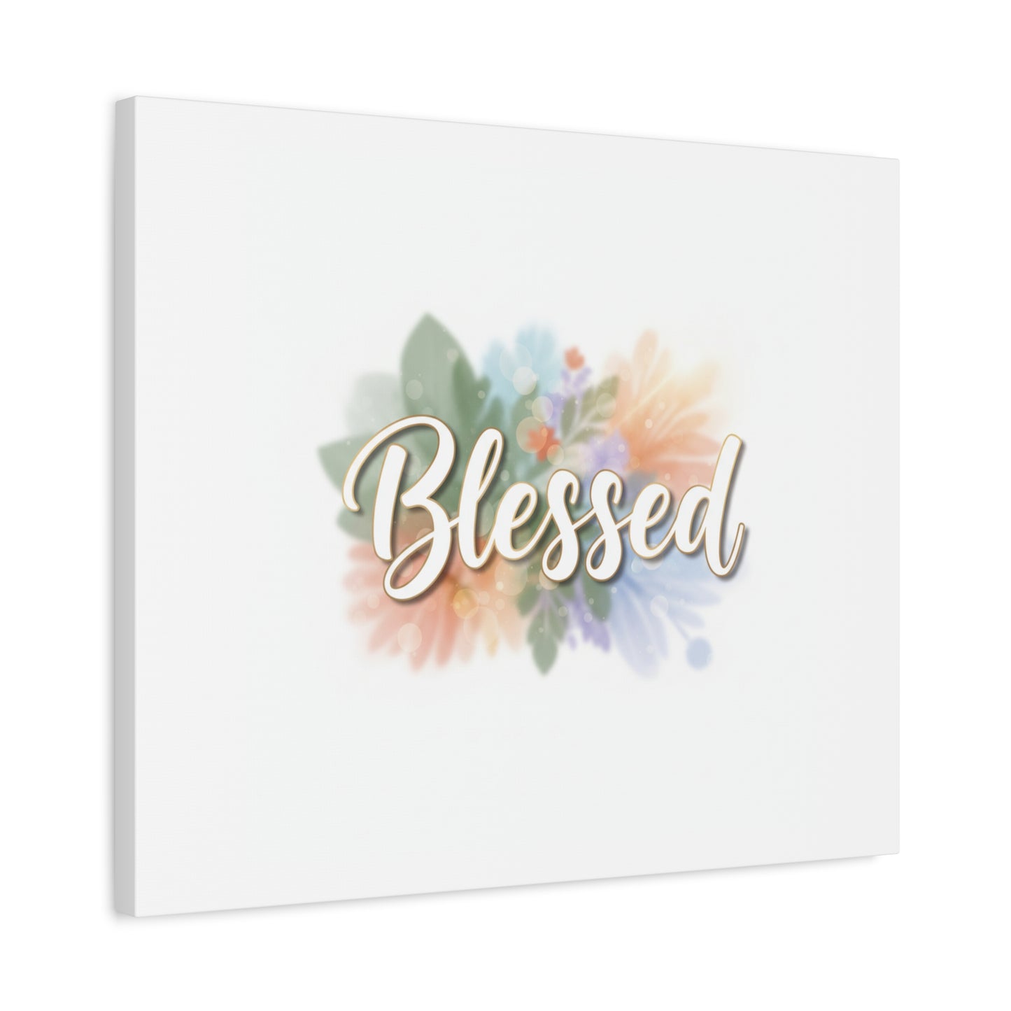 Blessed Floral Script Canvas