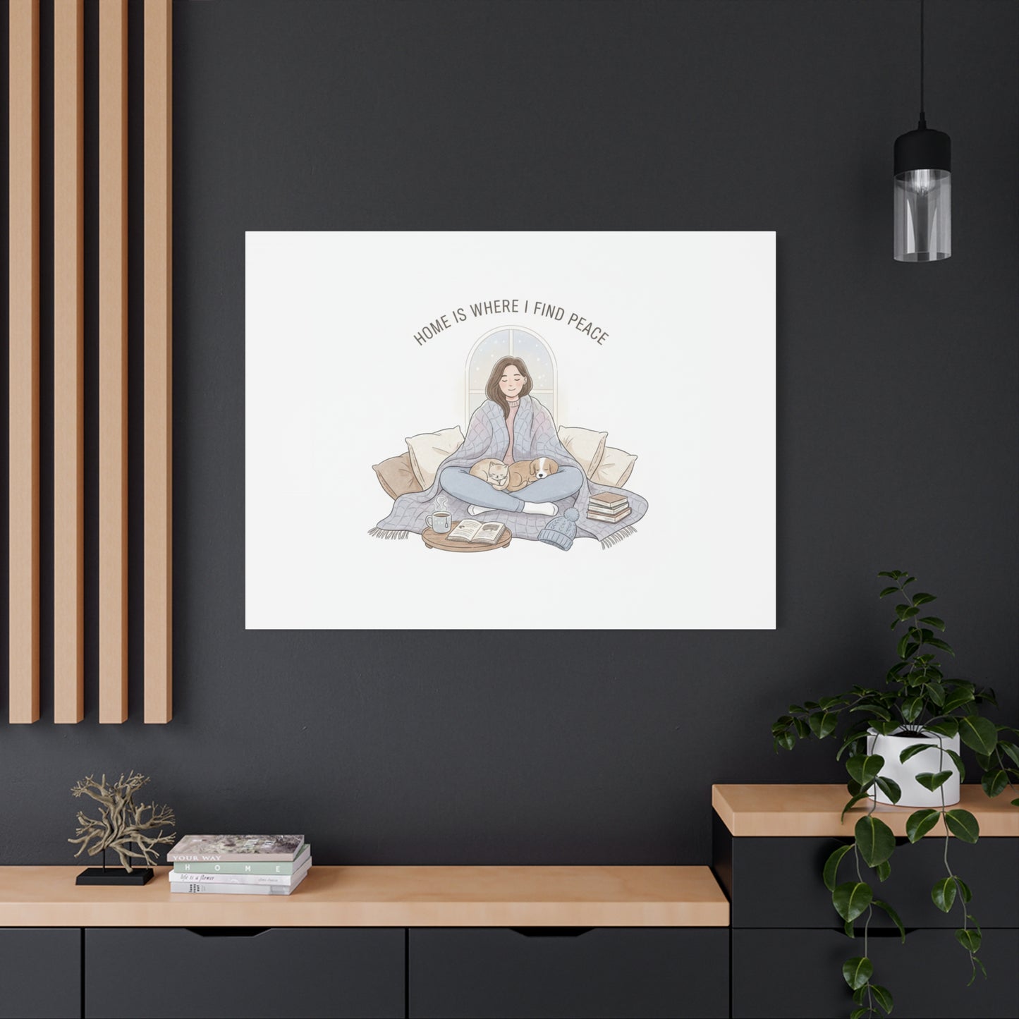 Home Is Where I Find Peace Canvas | Cozy Homebody Wall Art, Introvert Winter