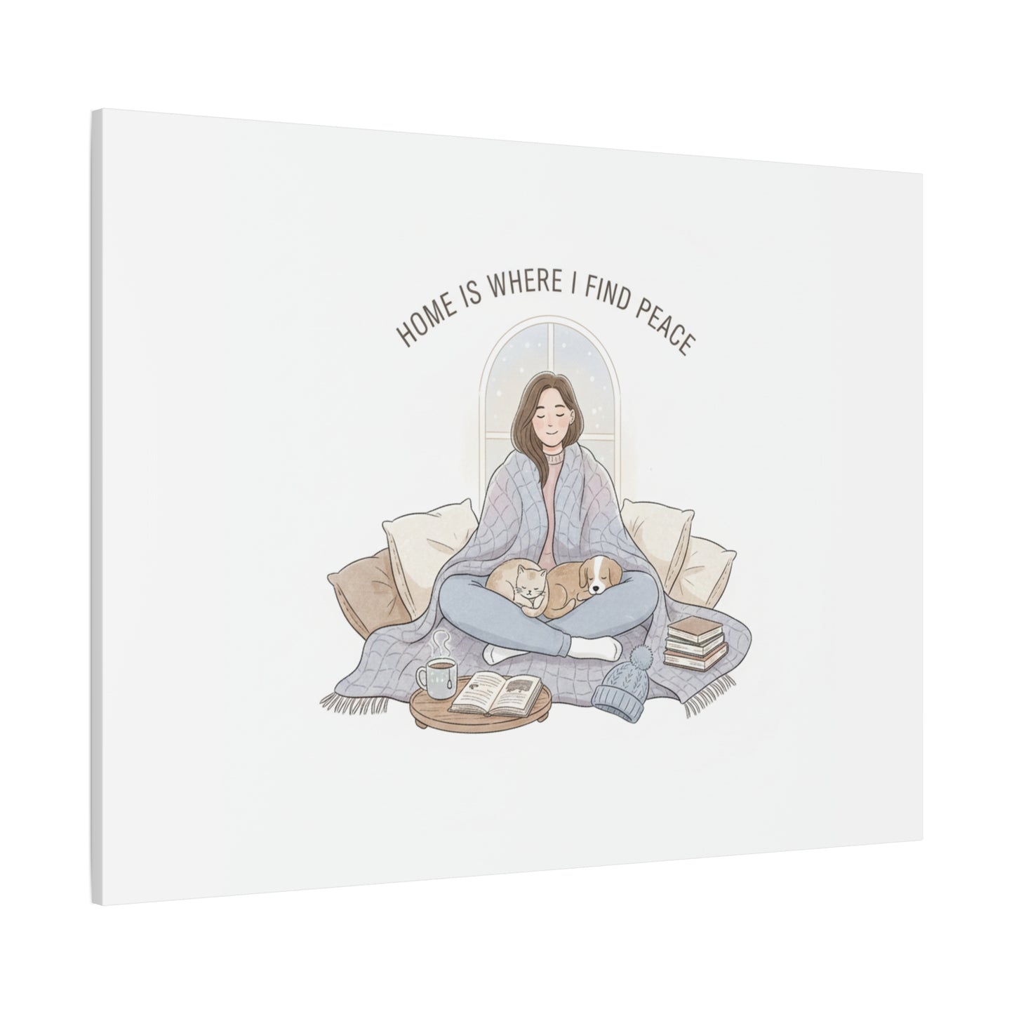Home Is Where I Find Peace Canvas | Cozy Homebody Wall Art, Introvert Winter