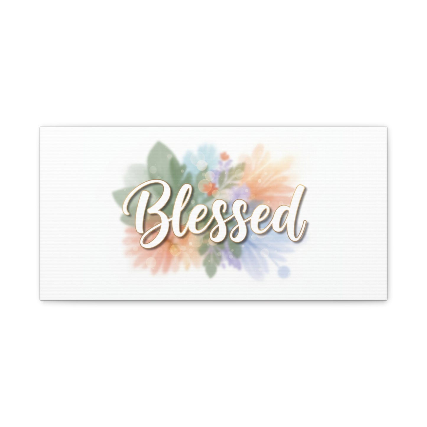 Blessed Floral Script Canvas